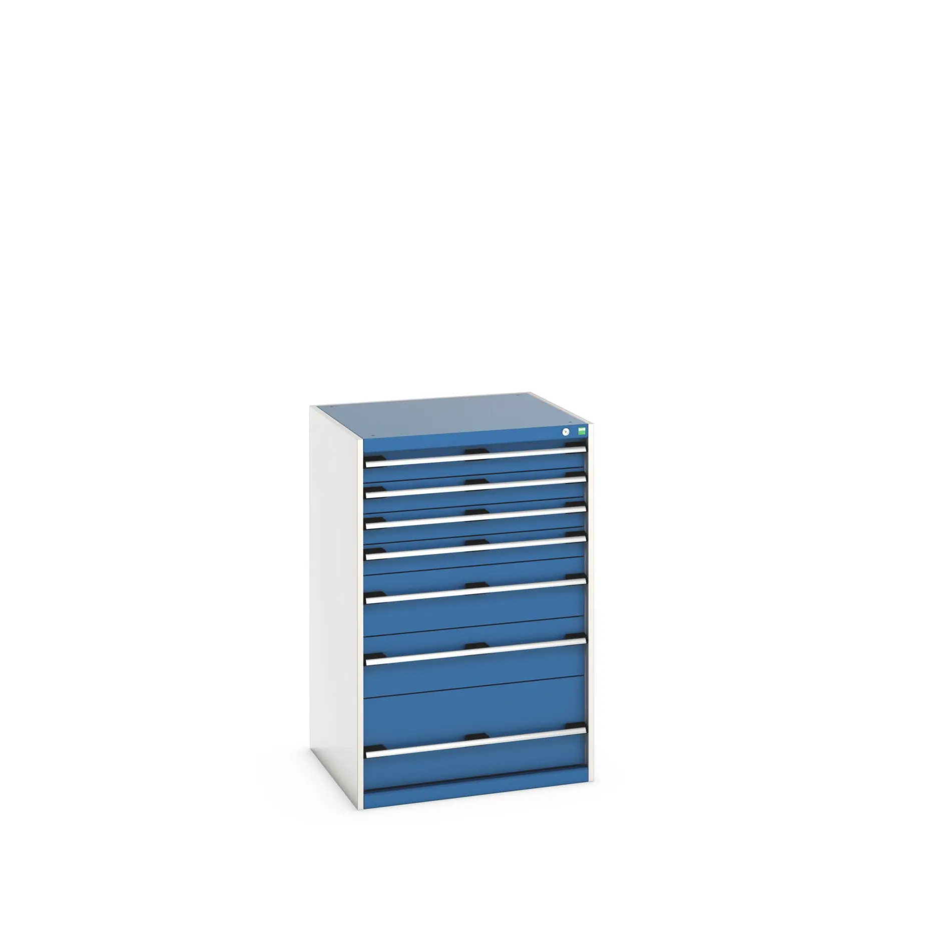 Produktfoto 1 von Bott 7 Stahl Schubladenbehälter Schrank Blau, 1200 mm x 750 mm x 800 mm