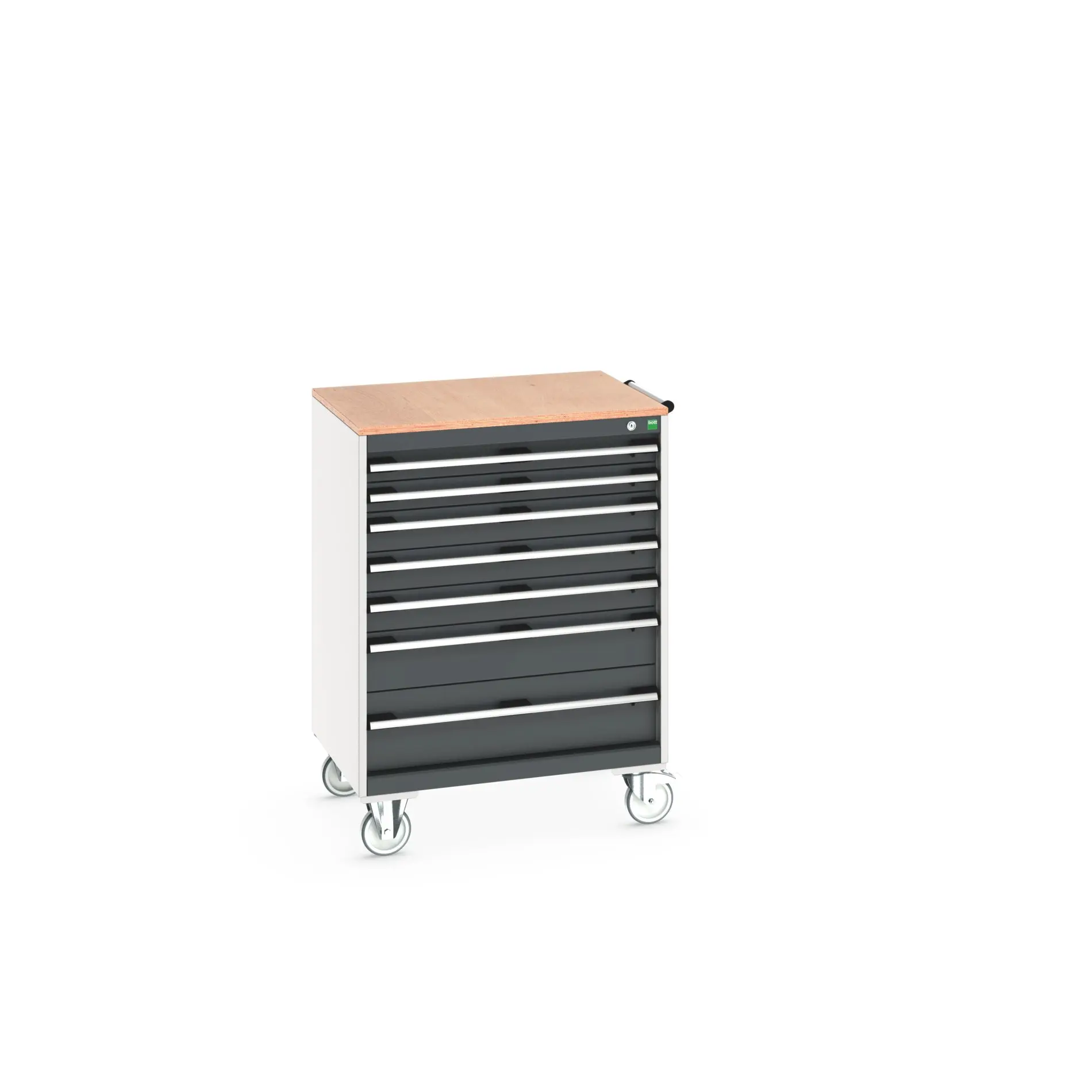 Produktfoto 1 von Bott Aufbewahrungsschrank Typ Beweglicher Schrank Freistehend 7 Schublade/n 1090 mm 80 mm 650 mm mit Rädern Stahlblech