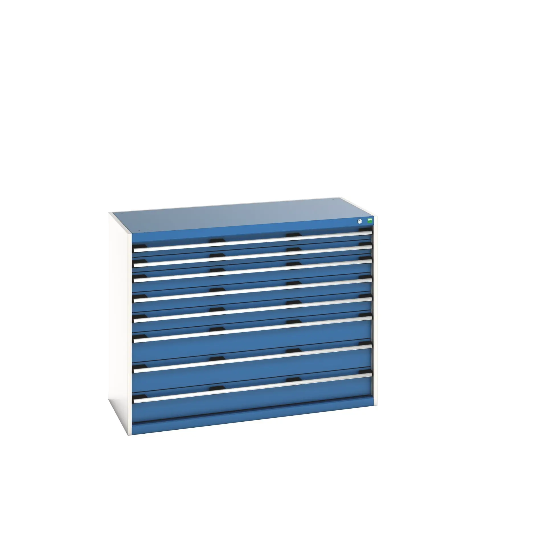Produktfoto 1 von Bott 8 Stahl Schubladenbehälter Schrank Blau, 1000 mm x 650 mm x 1300 mm