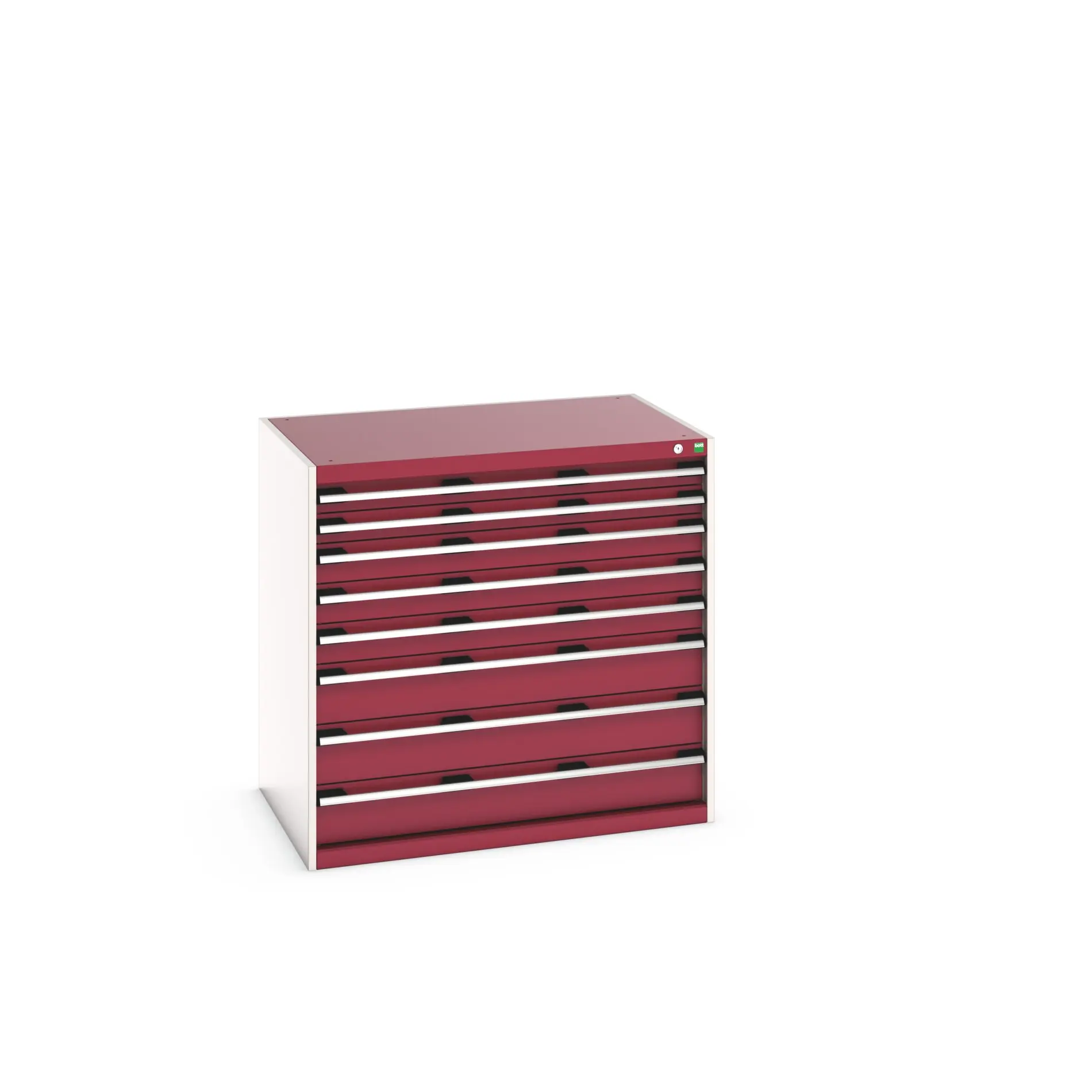 Produktfoto 1 von Bott 8 Stahl Schubladenbehälter Schrank Rot, 1000 mm x 750 mm x 1050 mm