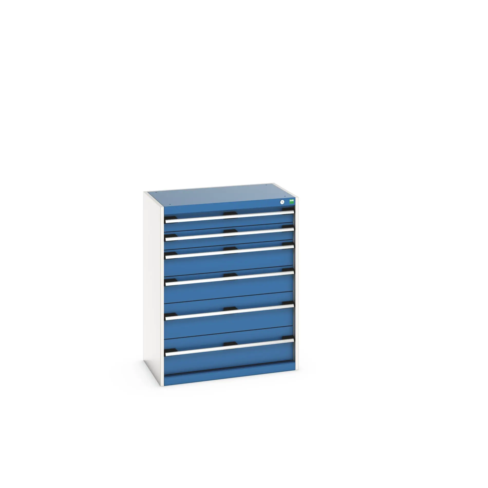 Produktfoto 1 von Bott 6 Stahl Schubladenbehälter Schrank Blau, 1000 mm x 525 mm x 800 mm