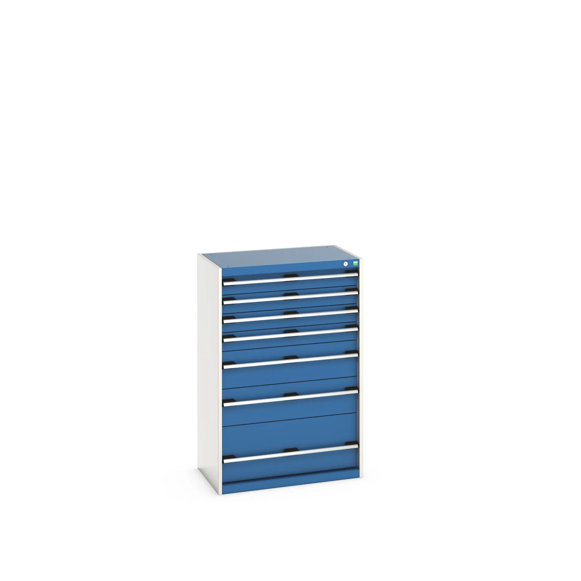 Produktfoto 1 von Bott 7 Stahl Schubladenbehälter Schrank Blau, 1200 mm x 525 mm x 800 mm