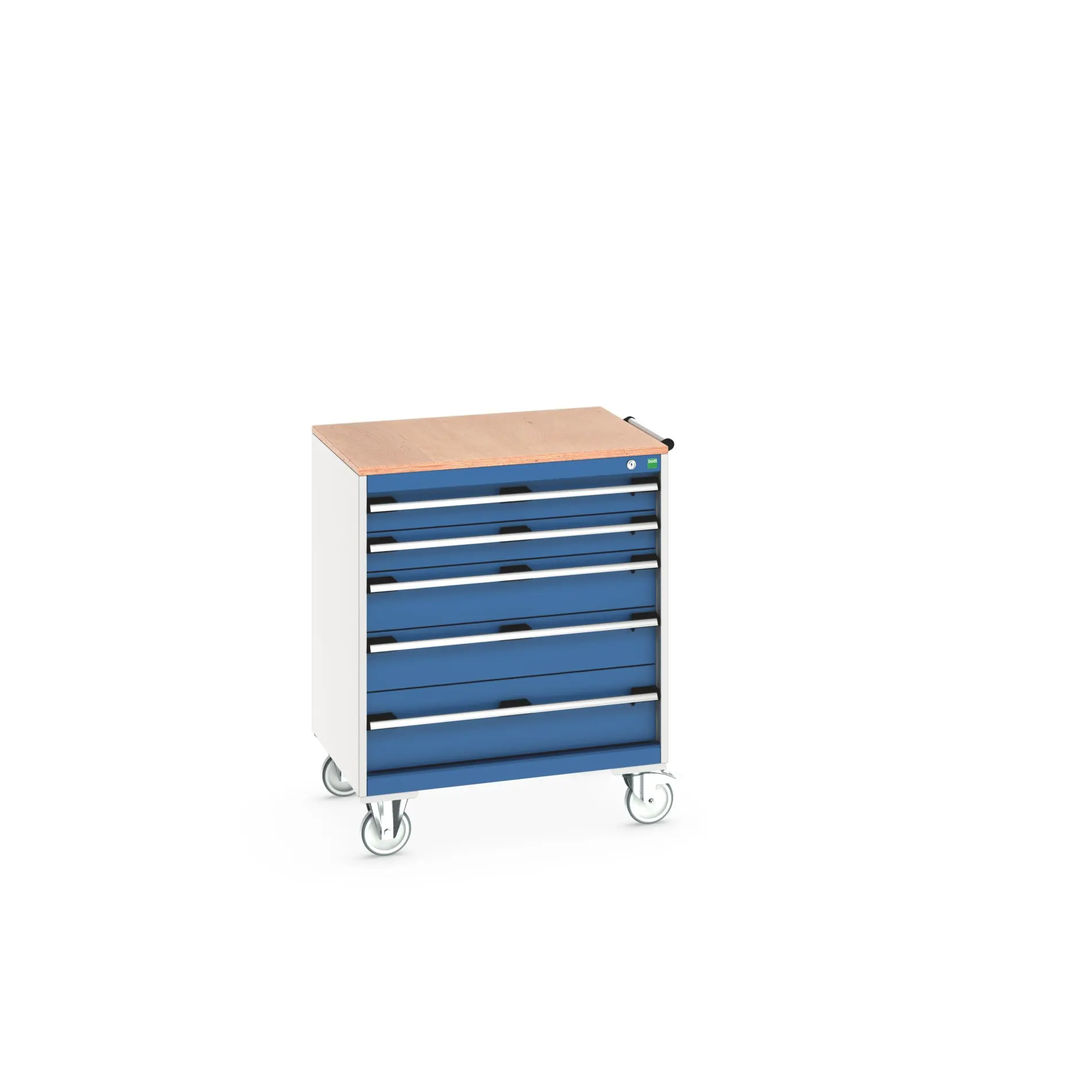 Produktfoto 1 von Bott Aufbewahrungsschrank Typ Beweglicher Schrank Freistehend 5 Schublade/n 990 mm 80 mm 650 mm mit Rädern Stahlblech