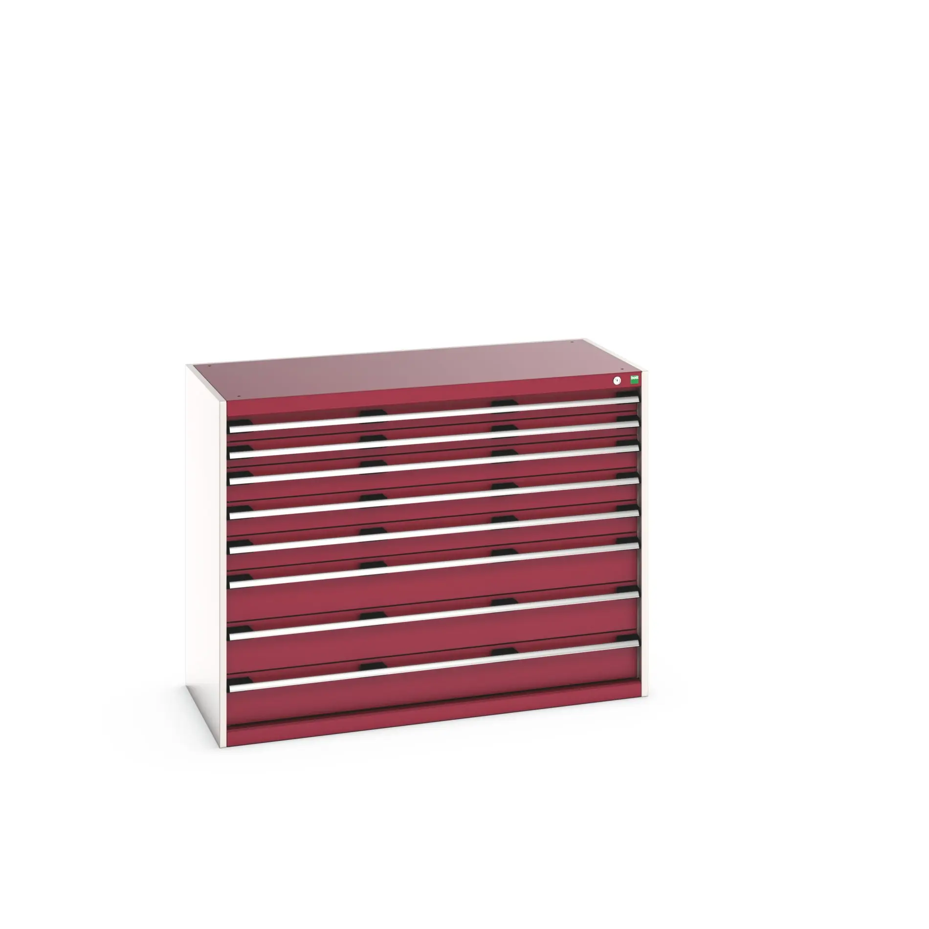 Produktfoto 1 von Bott 8 Stahl Schubladenbehälter Schrank Rot, 1000 mm x 650 mm x 1300 mm
