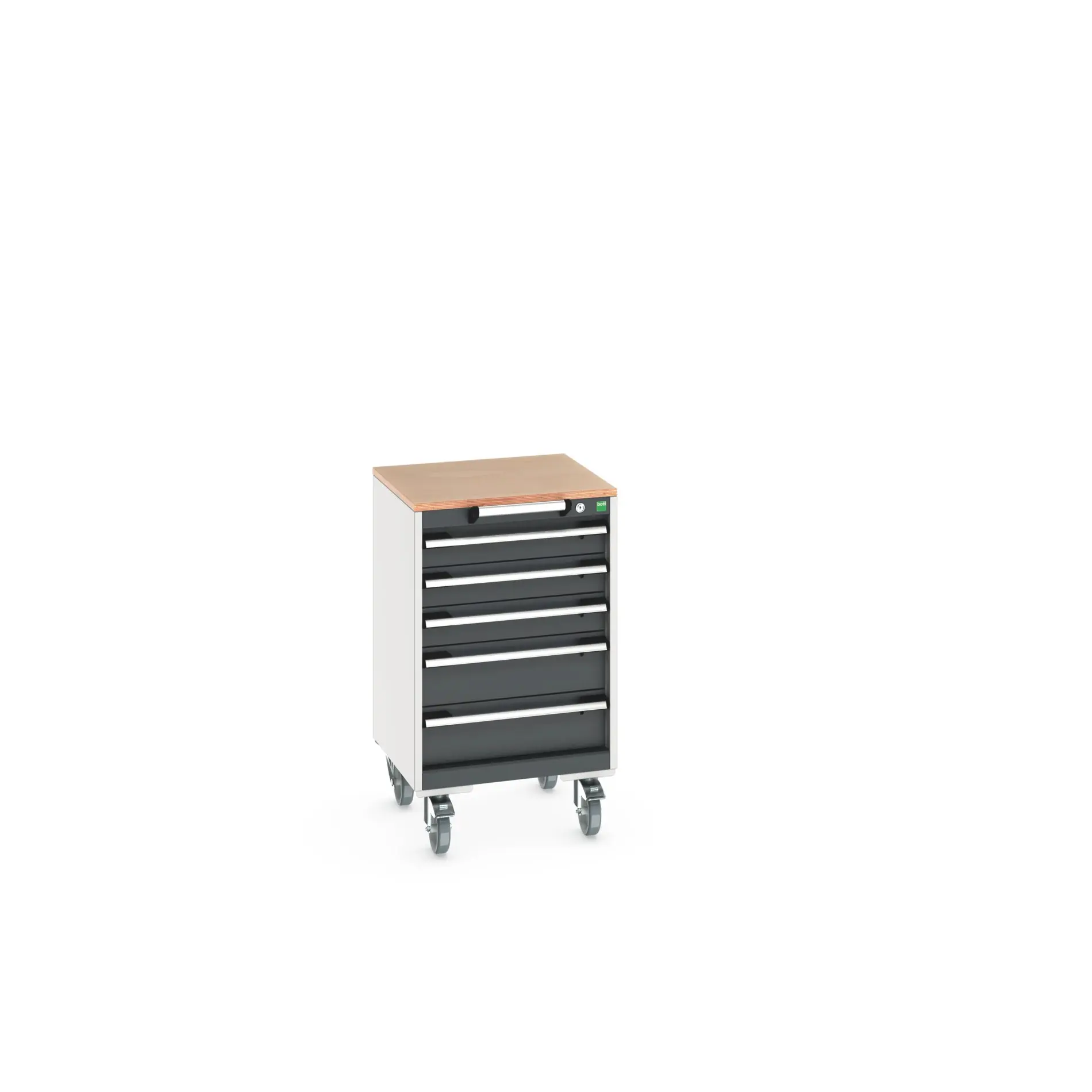 Produktfoto 1 von Bott Aufbewahrungsschrank Typ Beweglicher Schrank Freistehend 5 Schublade/n 890 mm 525 mm 525 mm mit Rädern Stahlblech