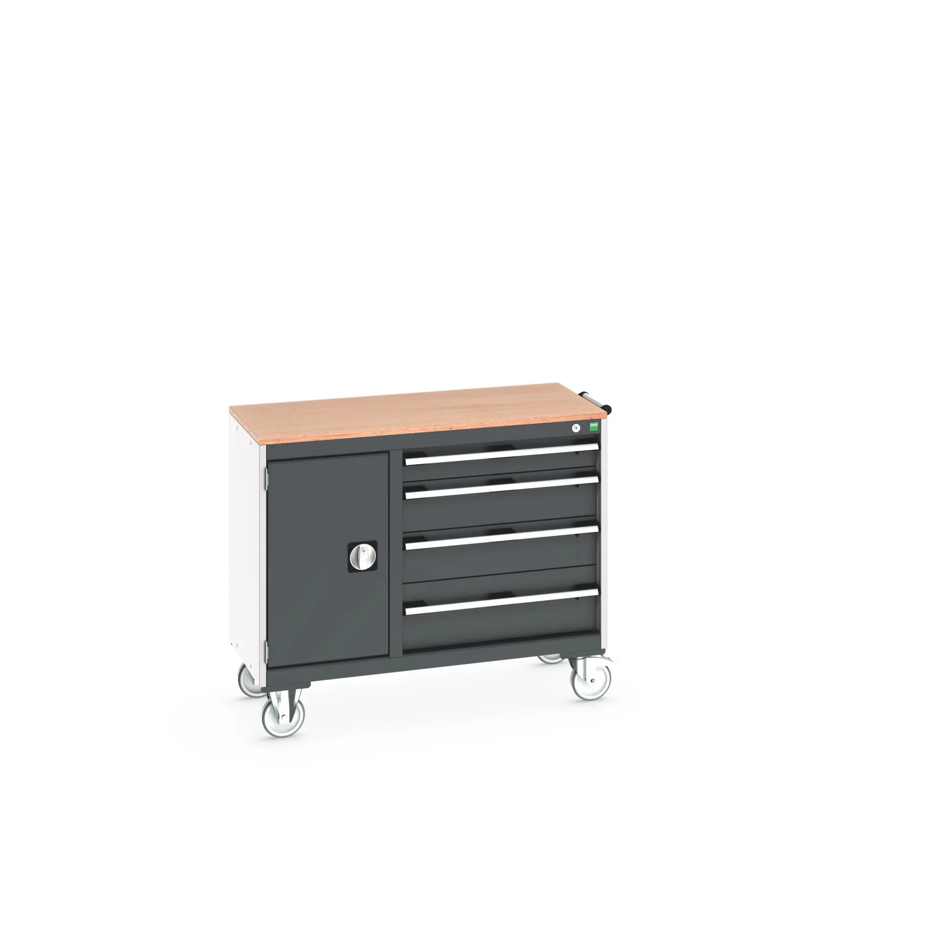 Produktfoto 1 von Bott Aufbewahrungsschrank Typ Schrank Freistehend 1 Tür/en 4 Schublade/n 890 mm 1050 mm 525 mm mit Rädern Stahlblech