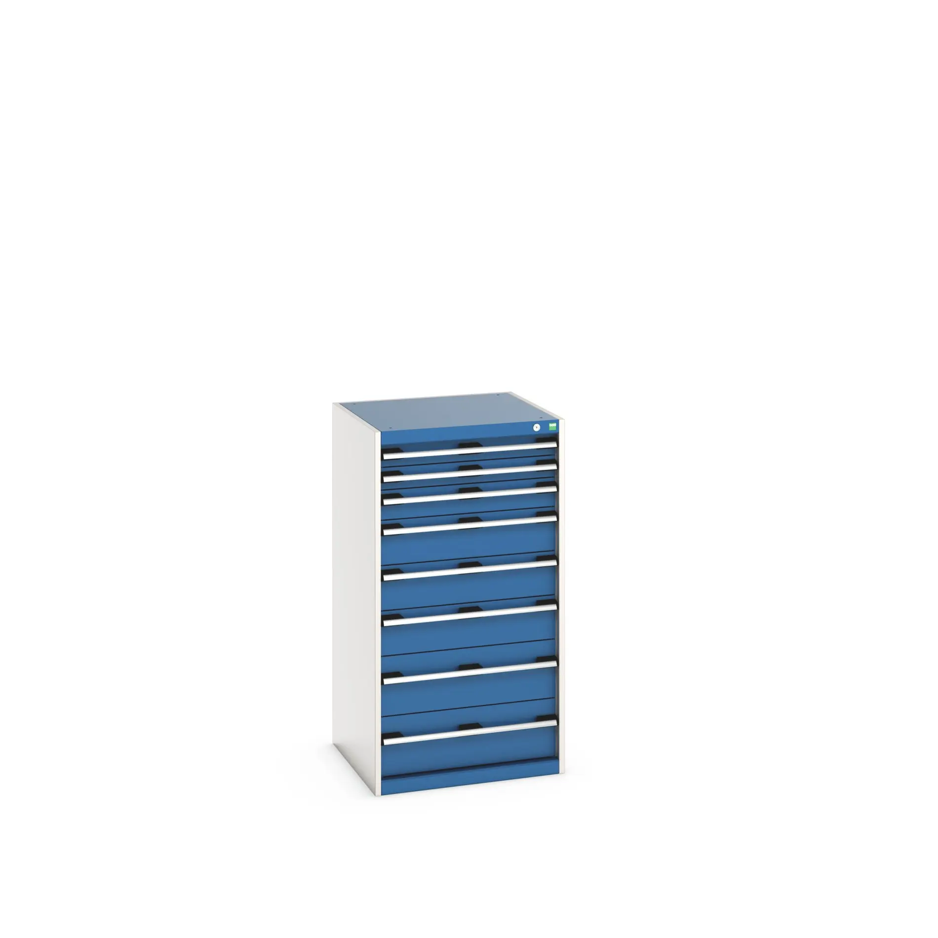 Produktfoto 1 von Bott 8 Stahl Schubladenbehälter Schrank Blau, 1200 mm x 650 mm x 650 mm