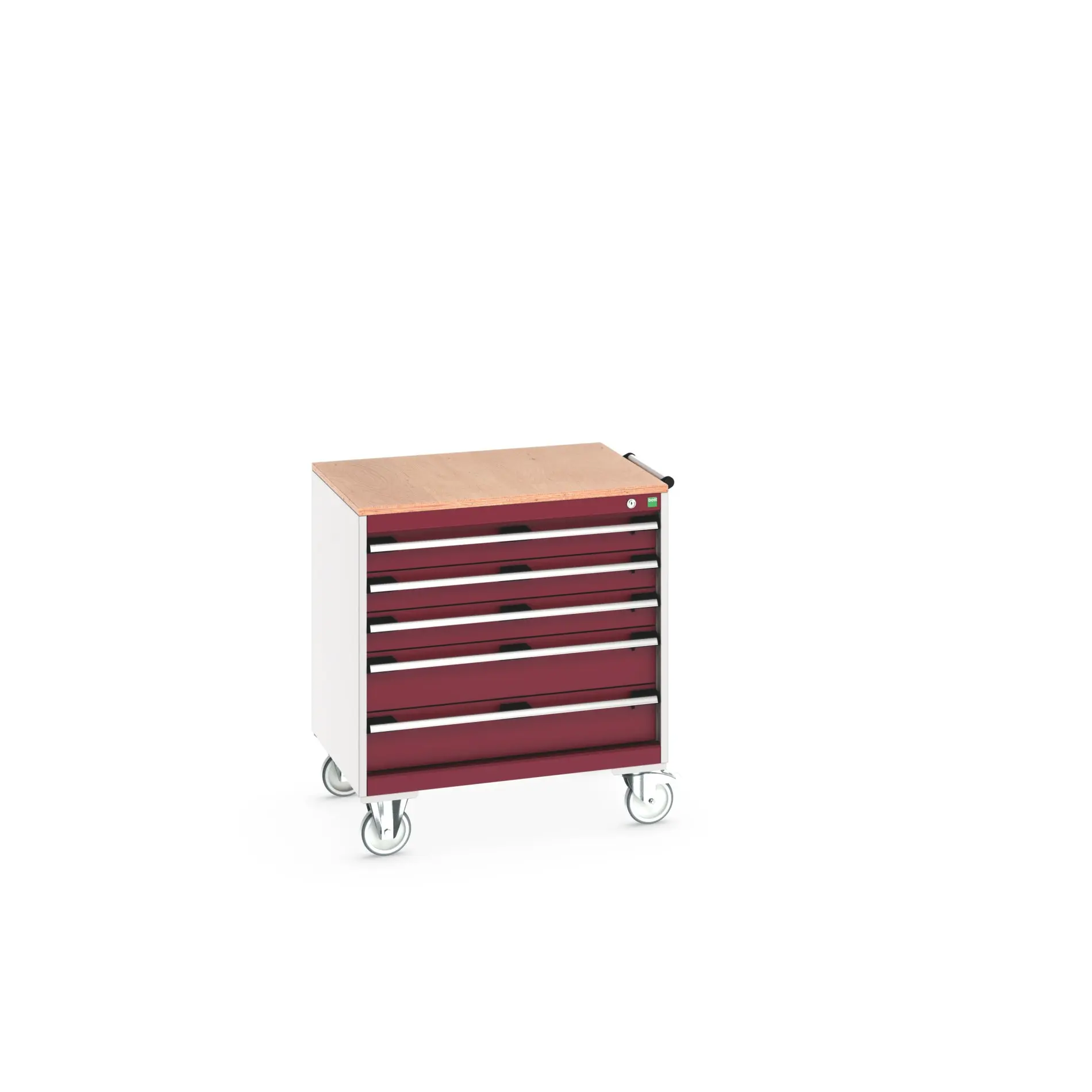 Produktfoto 1 von Bott Aufbewahrungsschrank Typ Schrank Freistehend 5 Schublade/n 890 mm 80 mm 650 mm mit Rädern Stahlblech