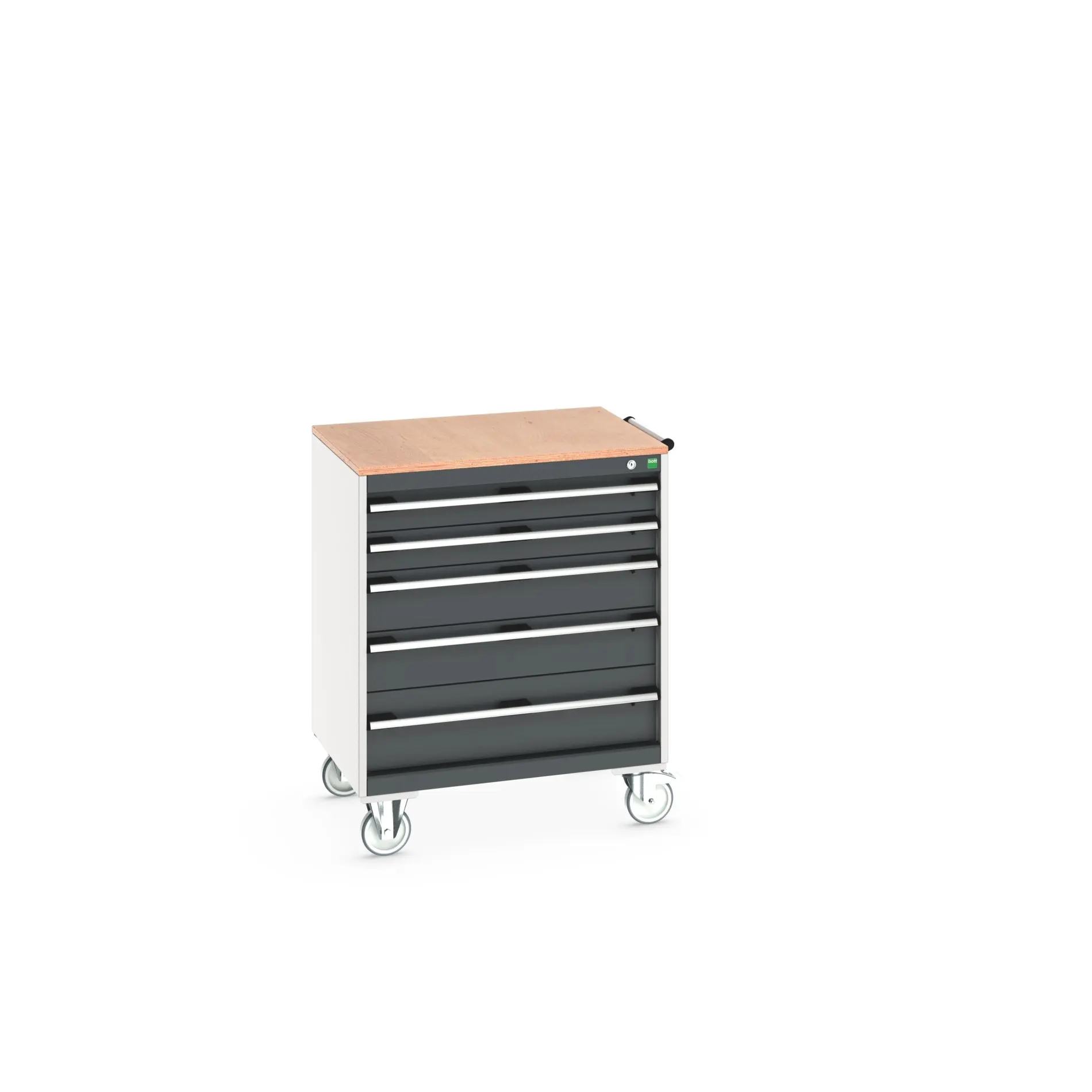 Produktfoto 1 von Bott Aufbewahrungsschrank Typ Beweglicher Schrank Freistehend 5 Schublade/n 990 mm 80 mm 650 mm mit Rädern Stahlblech