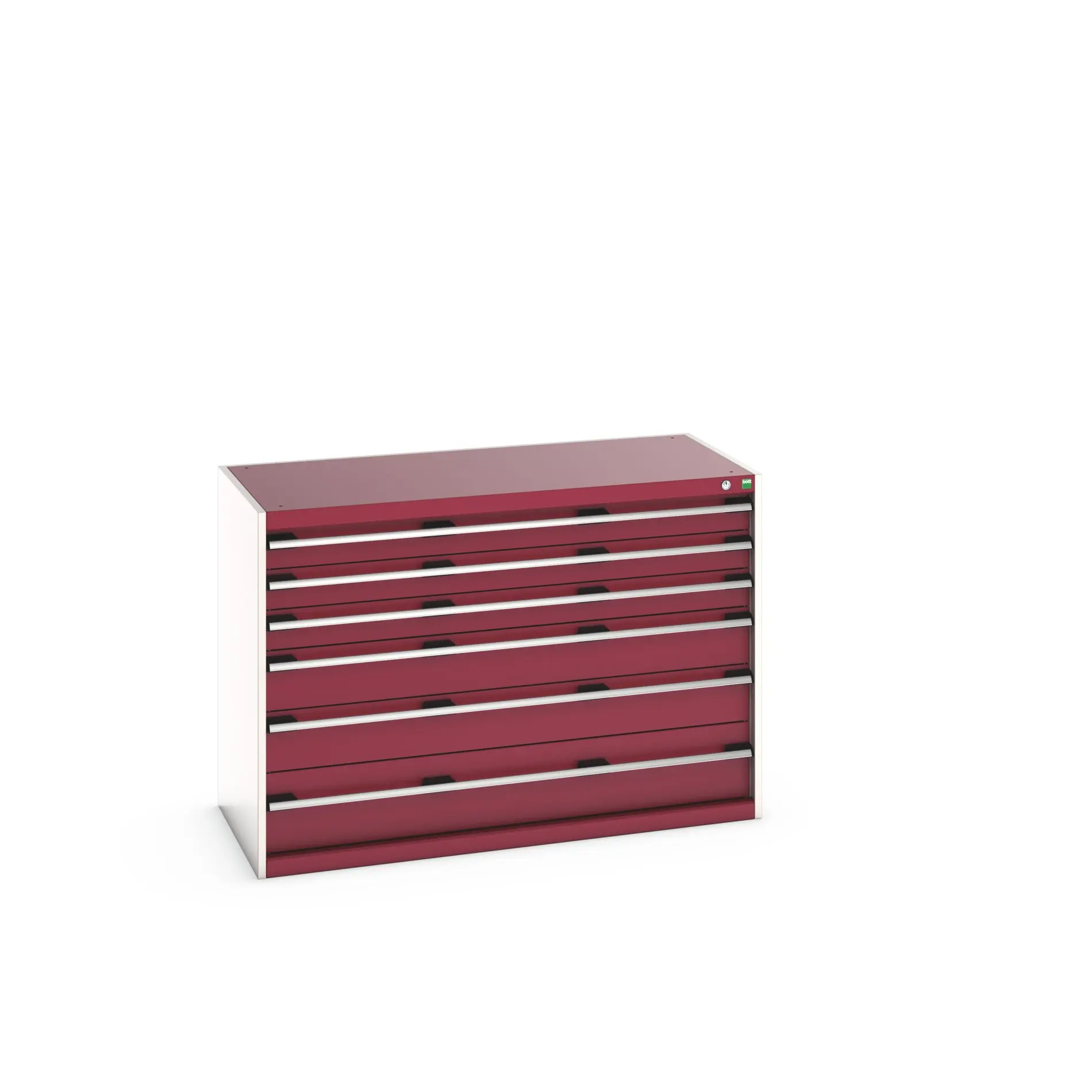 Produktfoto 1 von Bott 6 Stahl Schubladenbehälter Schrank Rot, 900 mm x 650 mm x 1300 mm