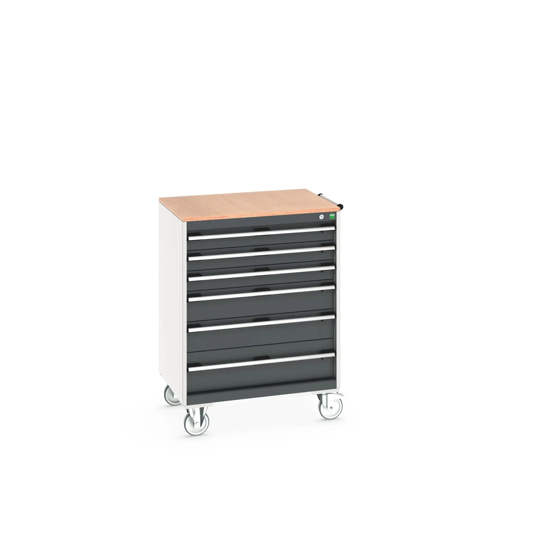 Produktfoto 1 von Bott Aufbewahrungsschrank Typ Schrank Freistehend 6 Schublade/n 1090 mm 80 mm 650 mm mit Rädern Stahlblech