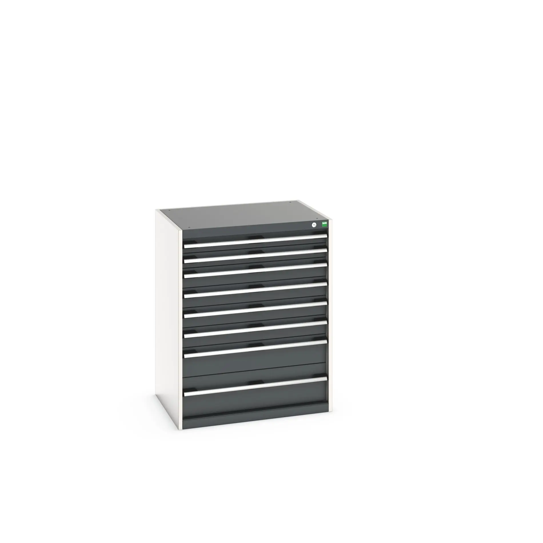Produktfoto 1 von Bott 8 Stahl Schubladenbehälter Schrank Grau, 1000 mm x 650 mm x 800 mm