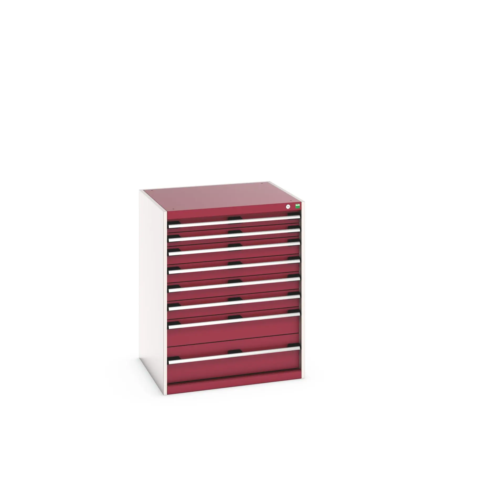 Produktfoto 1 von Bott 8 Stahl Schubladenbehälter Schrank Rot, 1000 mm x 750 mm x 800 mm