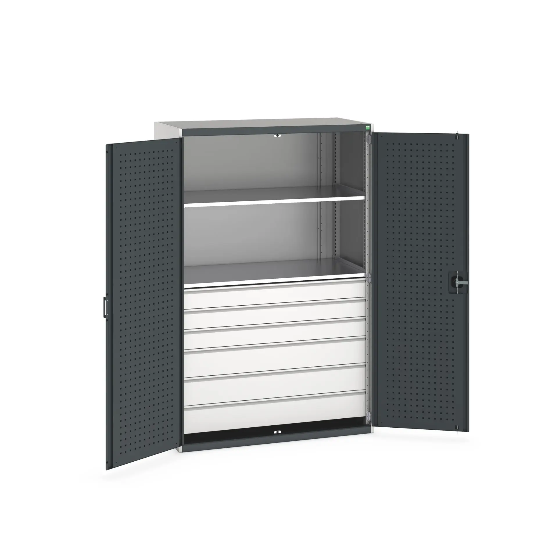 Bott Aufbewahrungsschrank Typ Bestückter Schrank Freistehend 2 Tür/en 2 Regal/e 6 Schublade/n 2000 mm 1300 mm Ja 650 mm