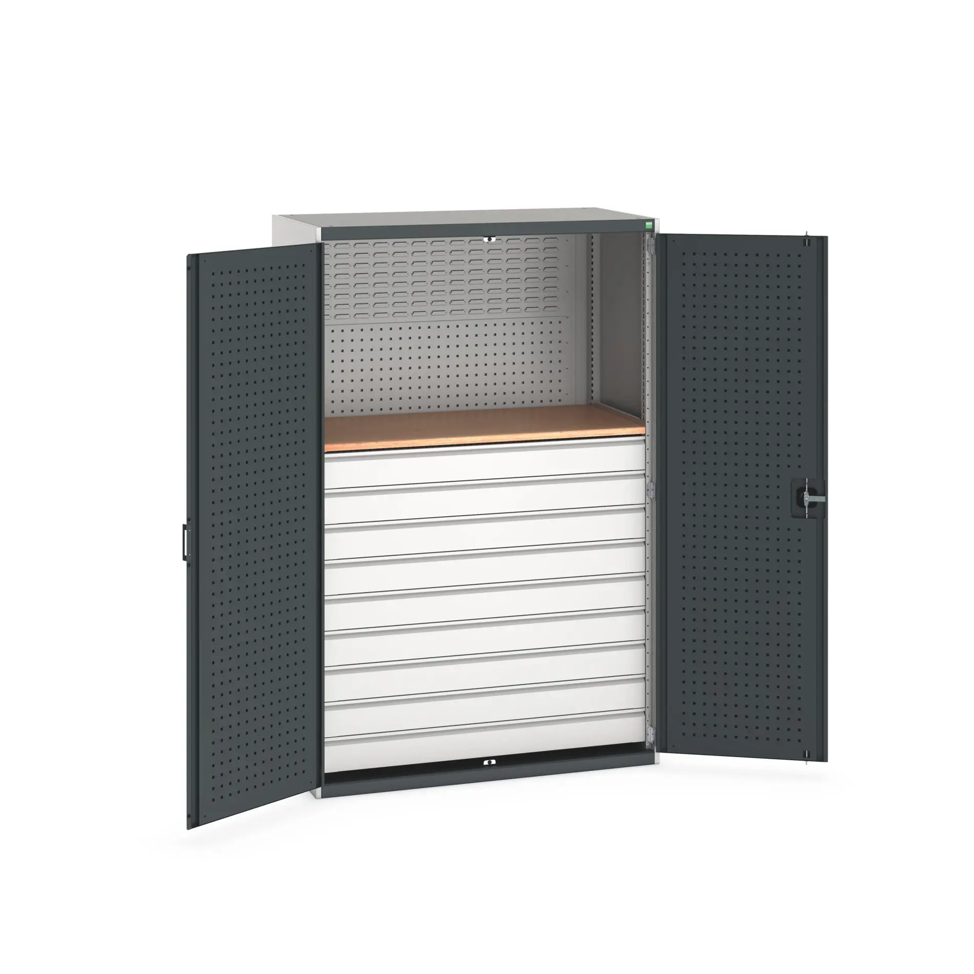 Produktfoto 1 von Bott Aufbewahrungsschrank Typ Mini Werkstattschrank Freistehend 2 Tür/en 1 Regal/e 9 Schublade/n 2000 mm 1300 mm Ja 650