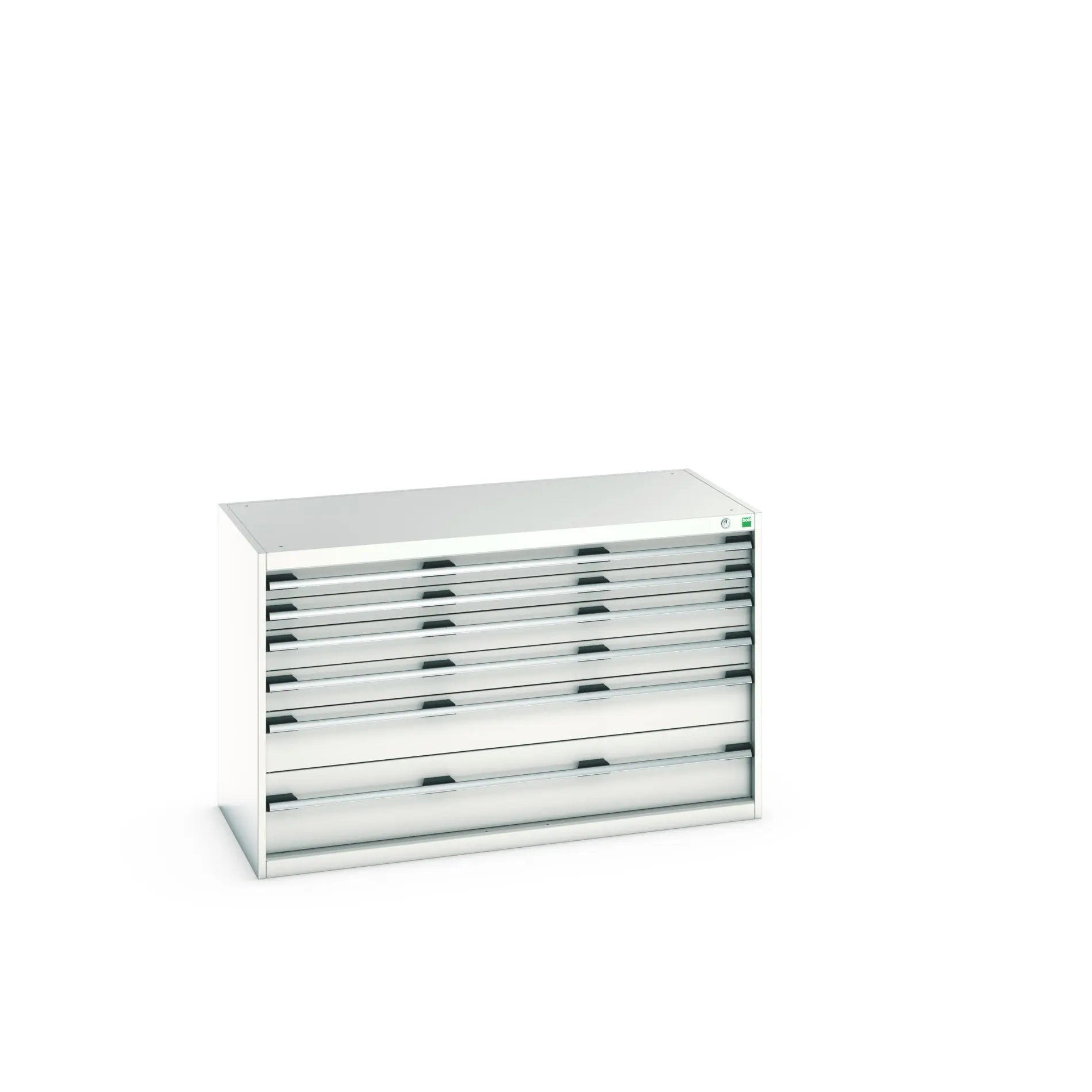 Produktfoto 1 von Bott 6 Stahl Schubladenbehälter Schrank Hellgrau, 800 mm x 650 mm x 1300 mm