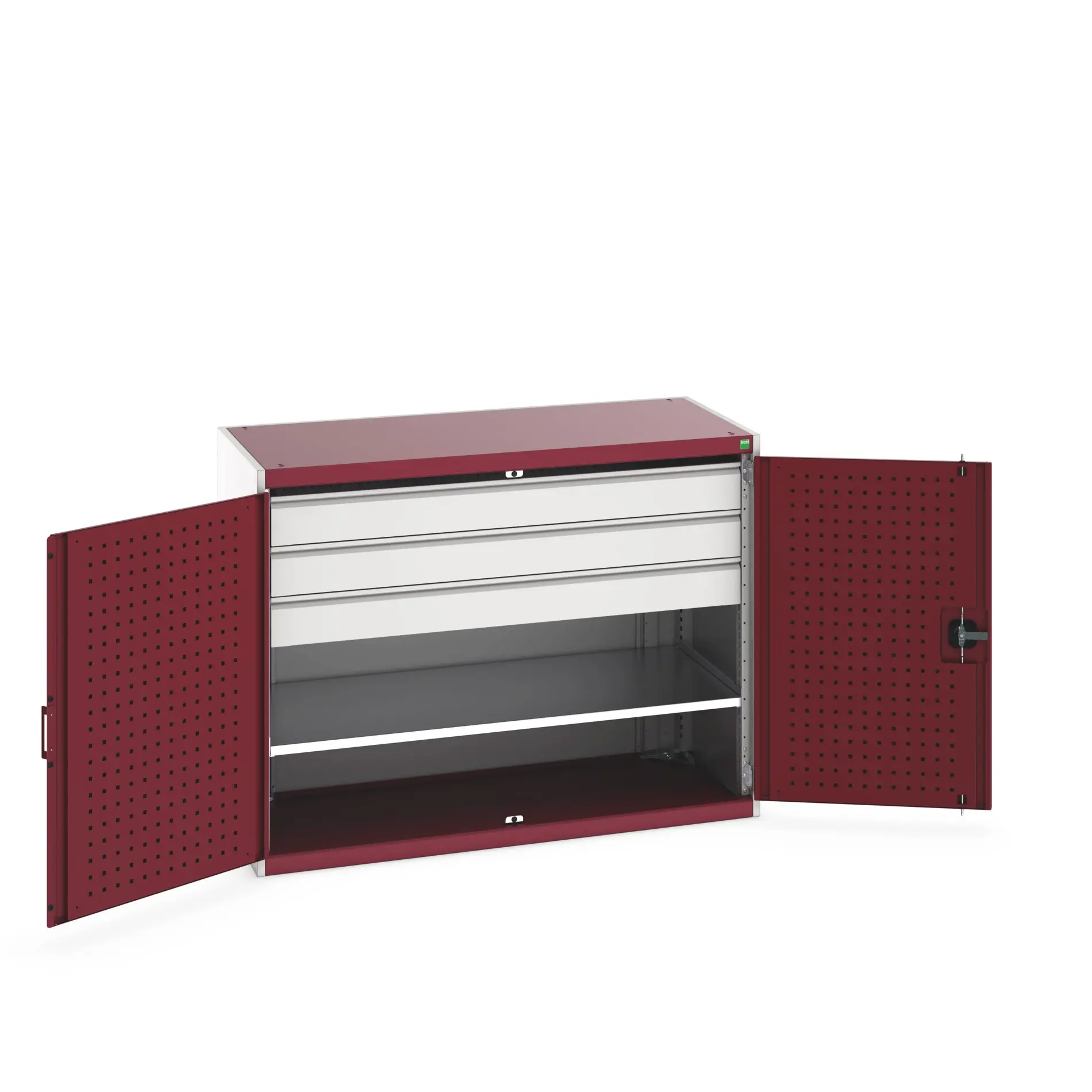 Produktfoto 1 von Bott Schrank Typ Bestückter Schrank Bodenmontage 2 Tür/en 1 Regal/e 3 Schublade/n Stahlblech