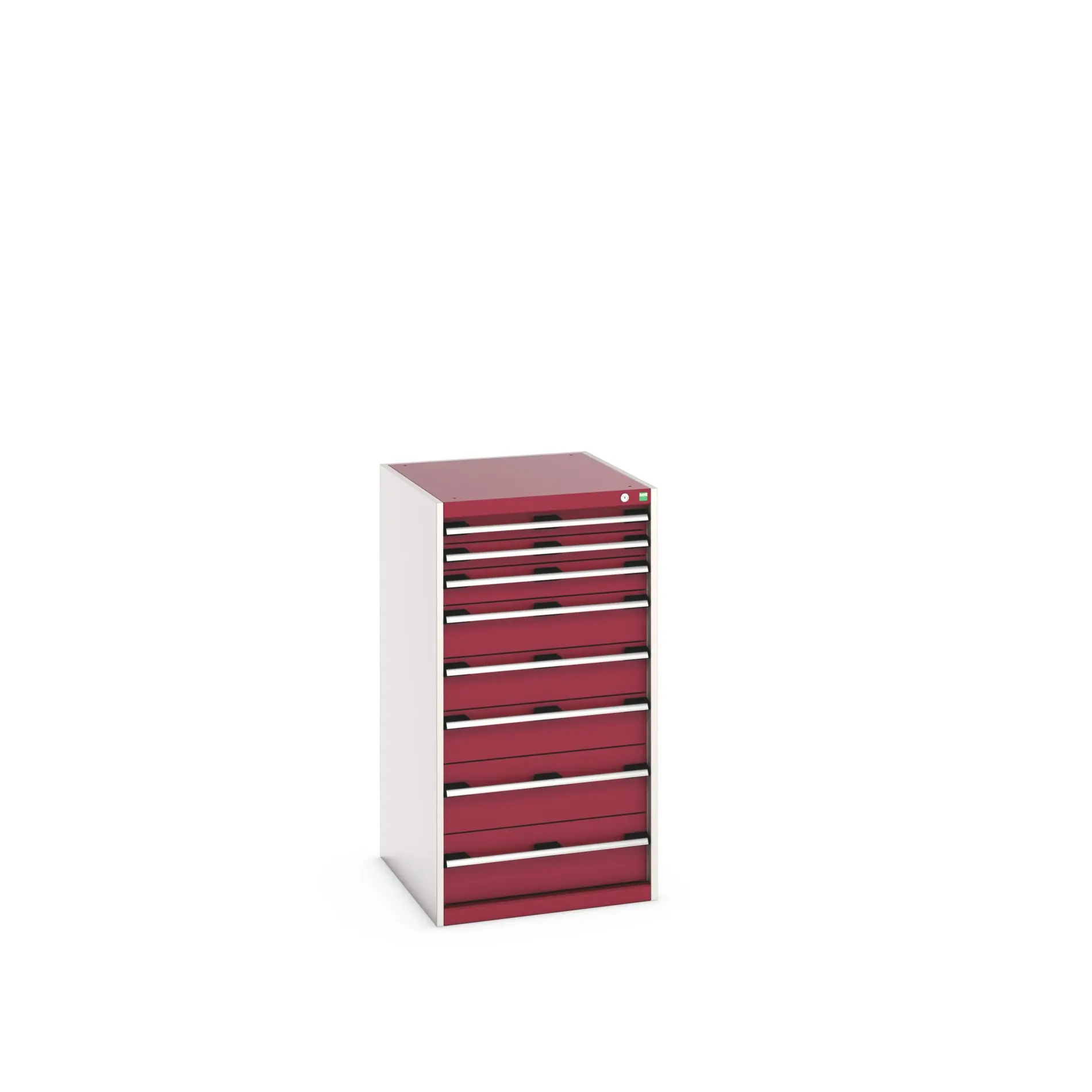 Produktfoto 1 von Bott 8 Stahl Schubladenbehälter Schrank Rot, 1200 mm x 650 mm x 650 mm
