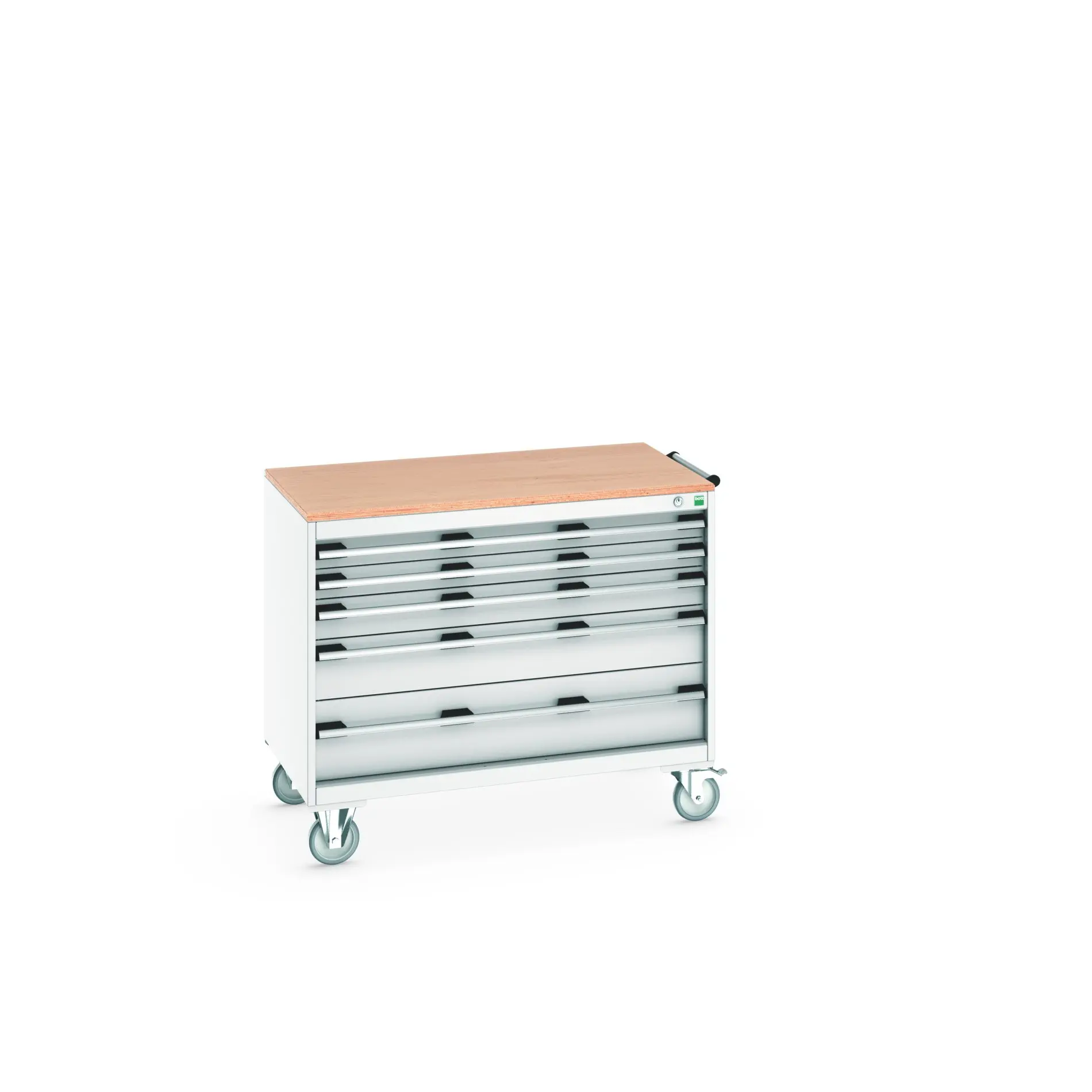 Produktfoto 1 von Bott Aufbewahrungsschrank Typ Schrank Freistehend 1 Regal/e 5 Schublade/n 890 mm 1050 mm 650 mm mit Rädern Stahl
