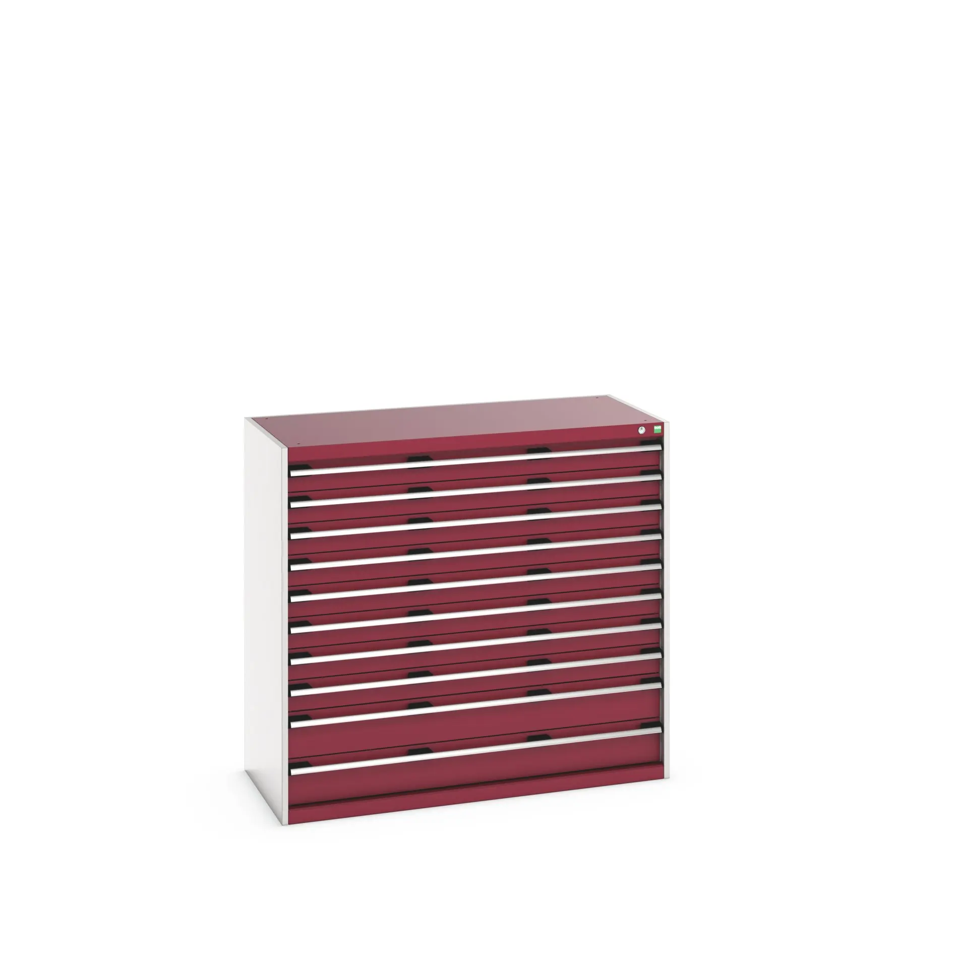 Produktfoto 1 von Bott 10 Stahl Schubladenbehälter Schrank Rot, 1200 mm x 650 mm x 1300 mm