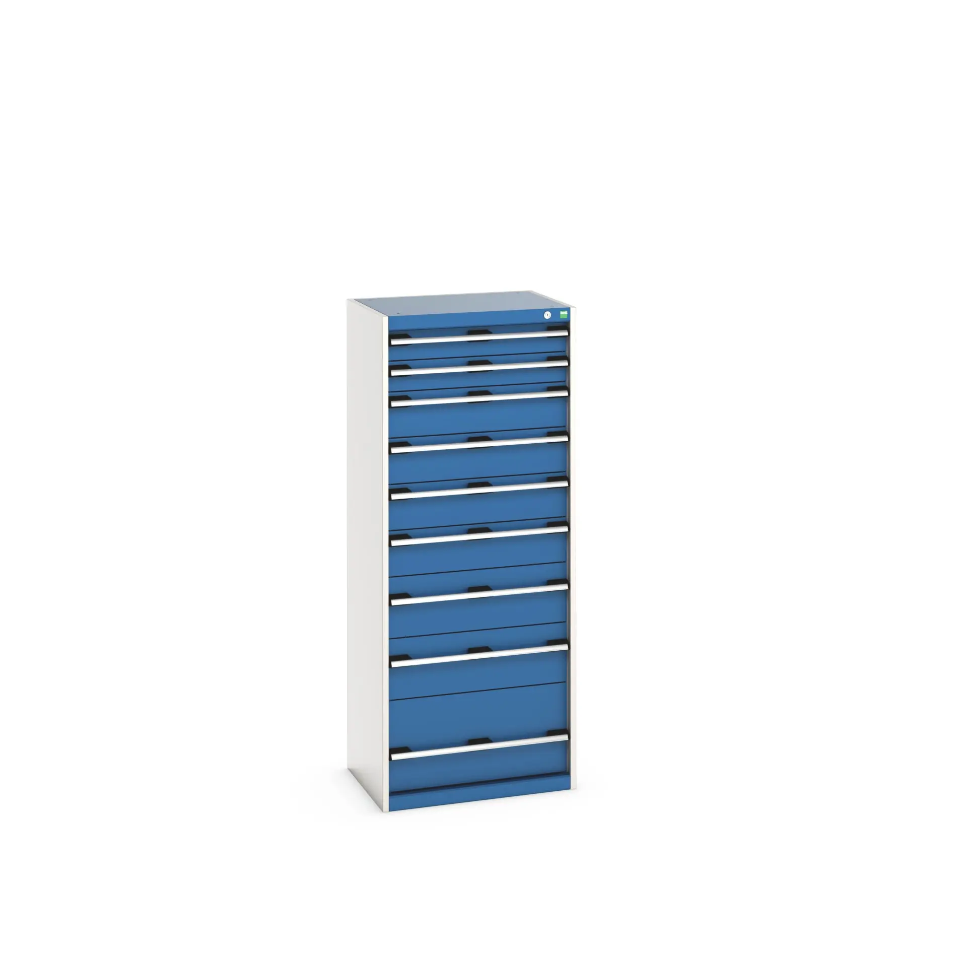 Produktfoto 1 von Bott 9 Stahl Schubladenbehälter Schrank Blau, 1600 mm x 650 mm x 650 mm