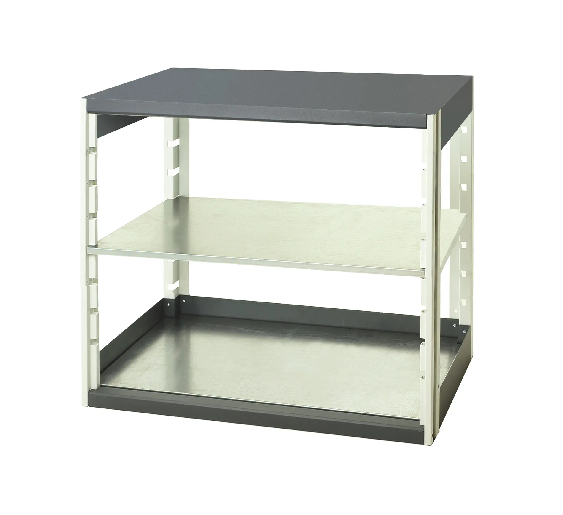 Produktfoto 1 von Bott Regalsystem, 2 Regale, Stahlblech, Grau, 1000 mm x 1050 mm, 525 mm, 75 kg Last