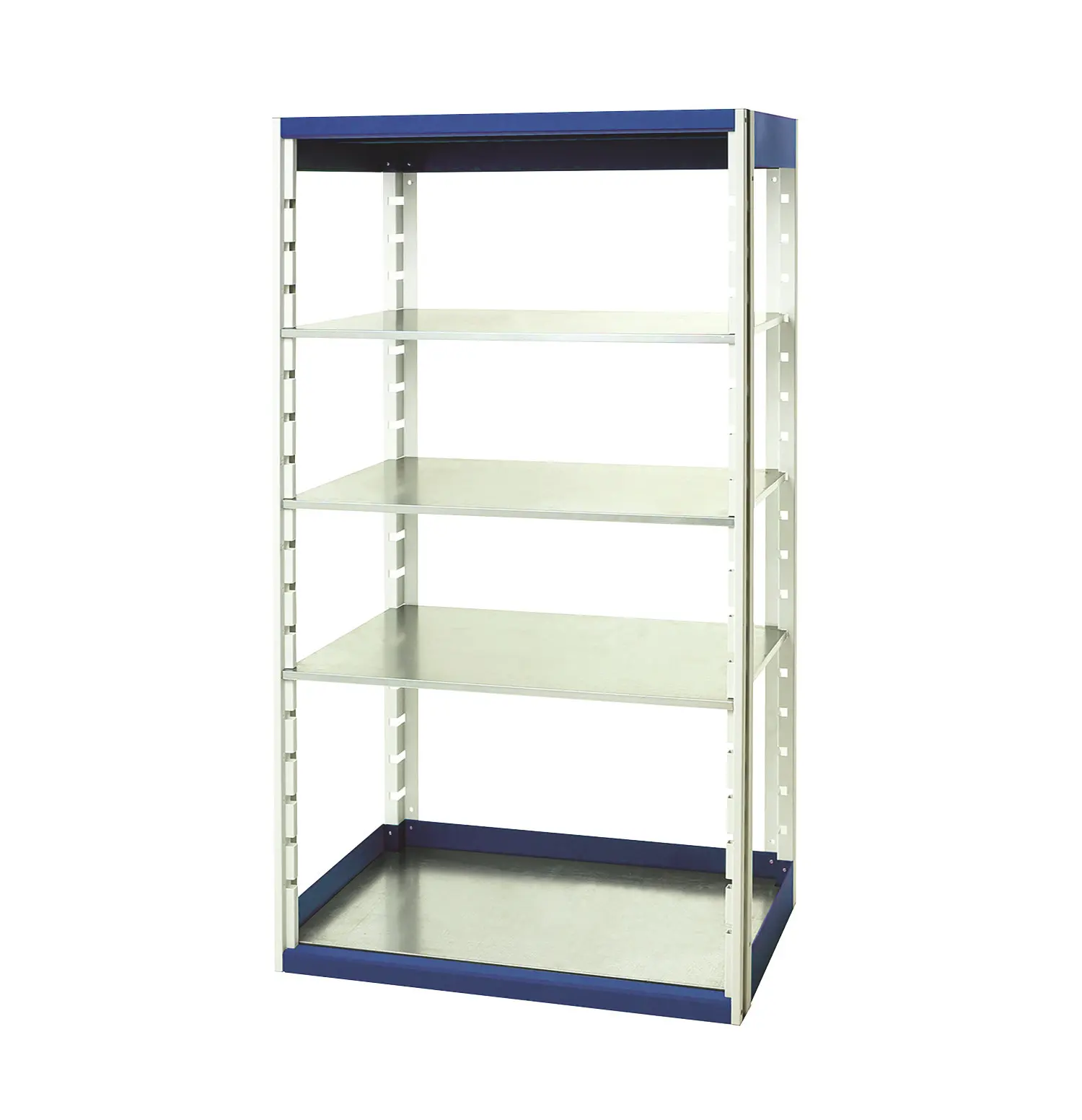 Produktfoto 1 von Bott Regalsystem, 4 Regale, Stahlblech, Blau, 2000 mm x 1050 mm, 525 mm, 75 kg Last