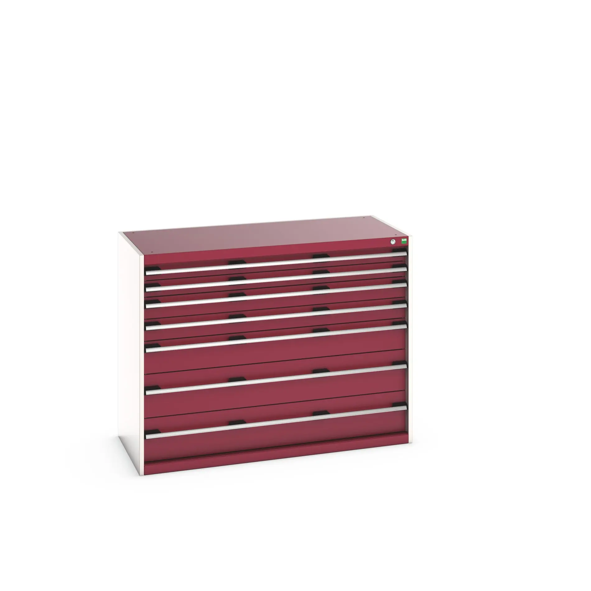 Produktfoto 1 von Bott 7 Stahl Schubladenbehälter Schrank Rot, 1000 mm x 650 mm x 1300 mm