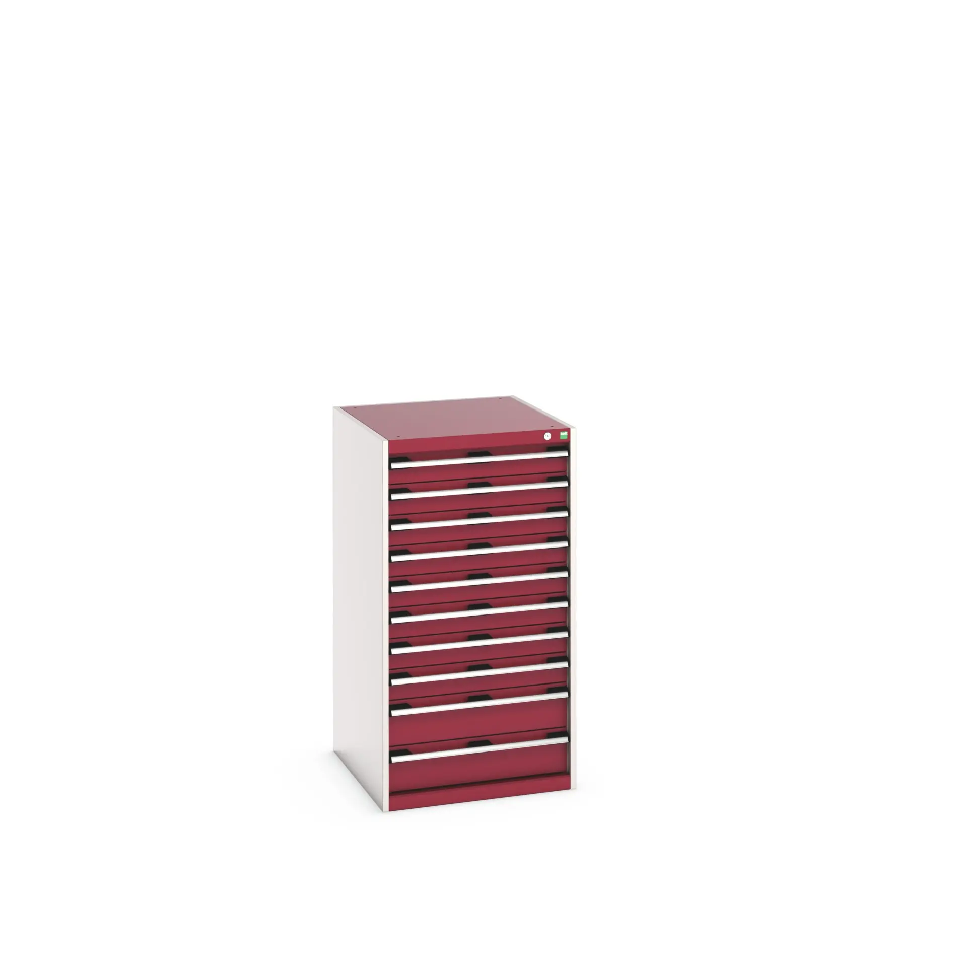 Produktfoto 1 von Bott 10 Stahl Schubladenbehälter Schrank Rot, 1200 mm x 750 mm x 650 mm