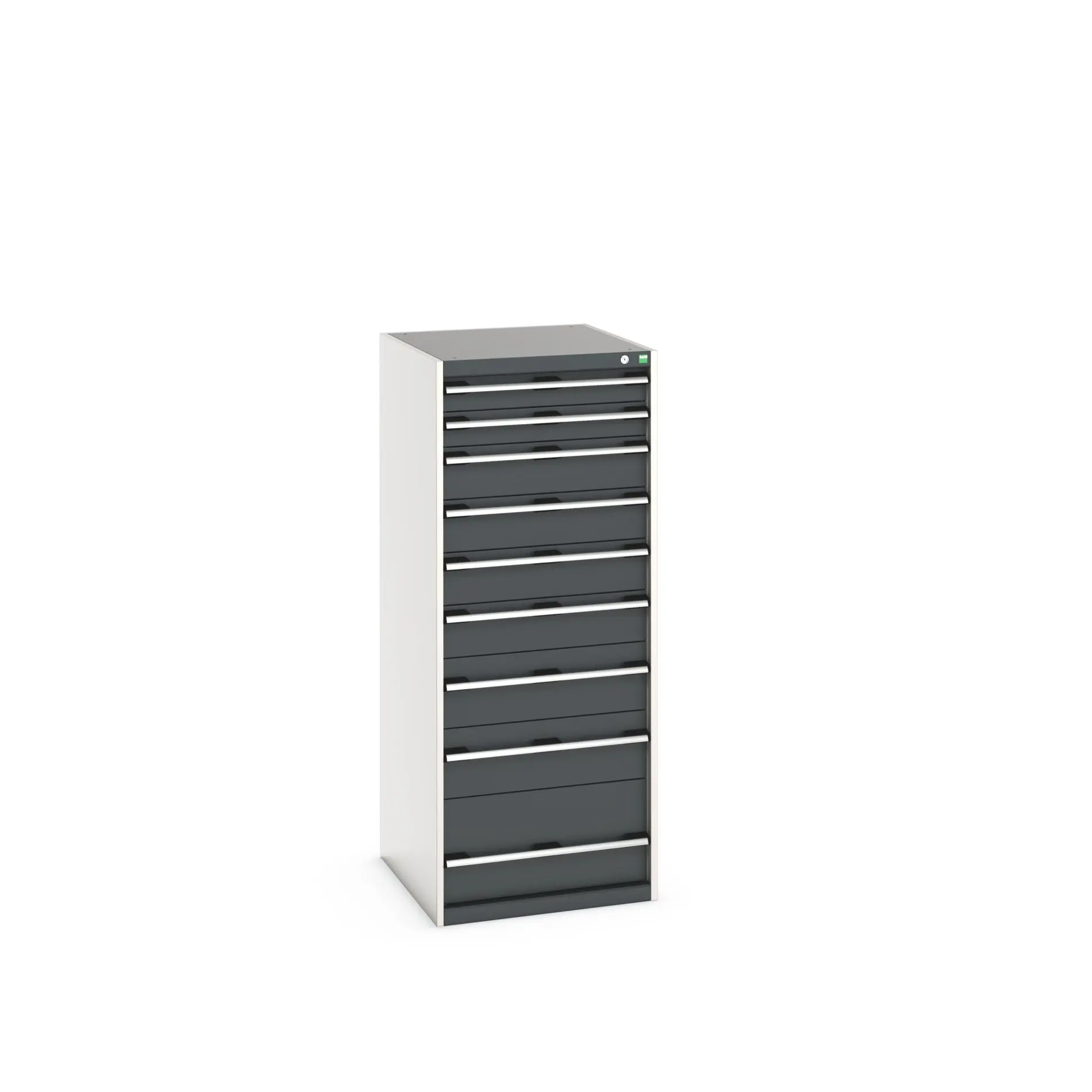 Produktfoto 1 von Bott 9 Stahl Schubladenbehälter Schrank Grau, 1600 mm x 750 mm x 650 mm