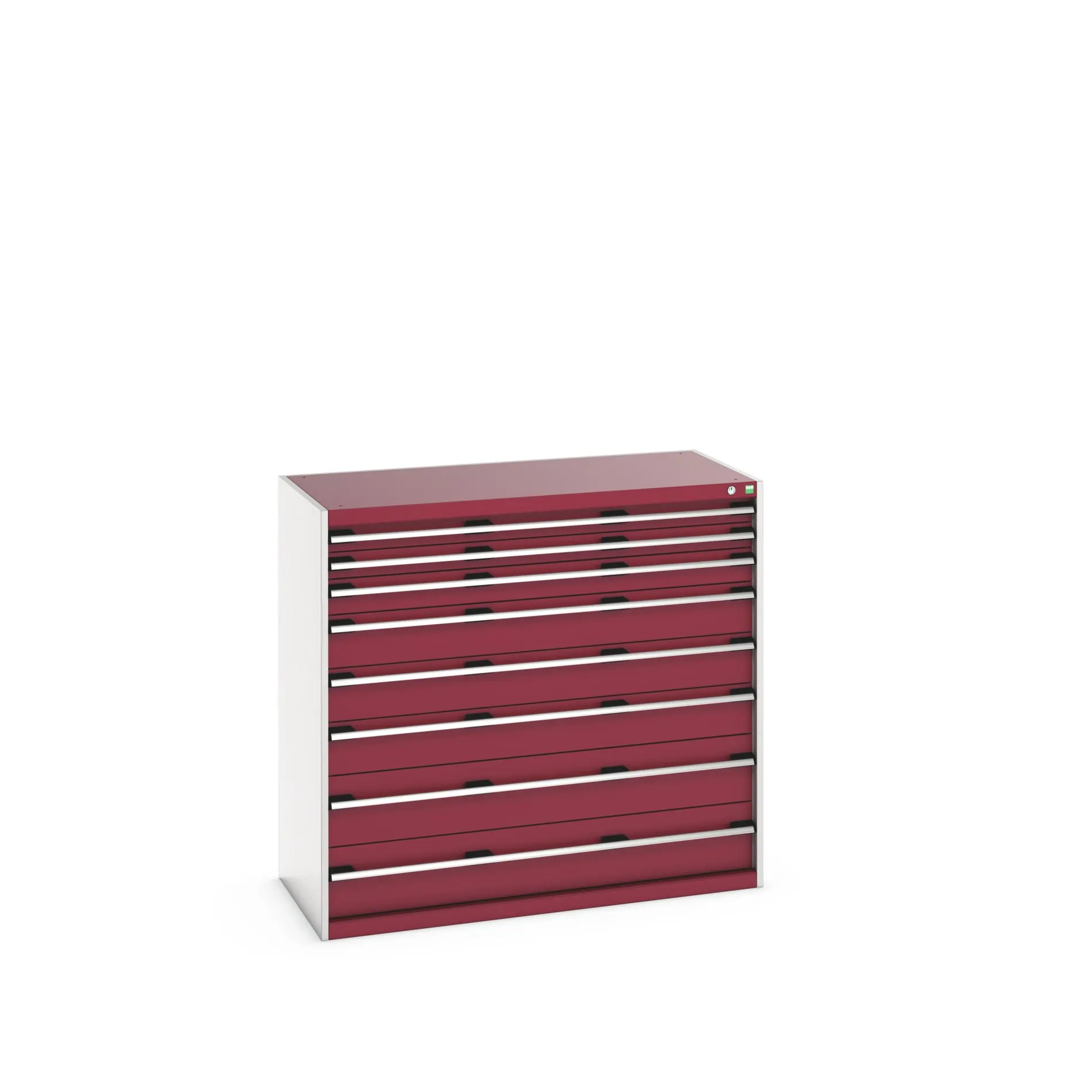 Produktfoto 1 von Bott 8 Stahl Schubladenbehälter Schrank Rot, 1200 mm x 650 mm x 1300 mm