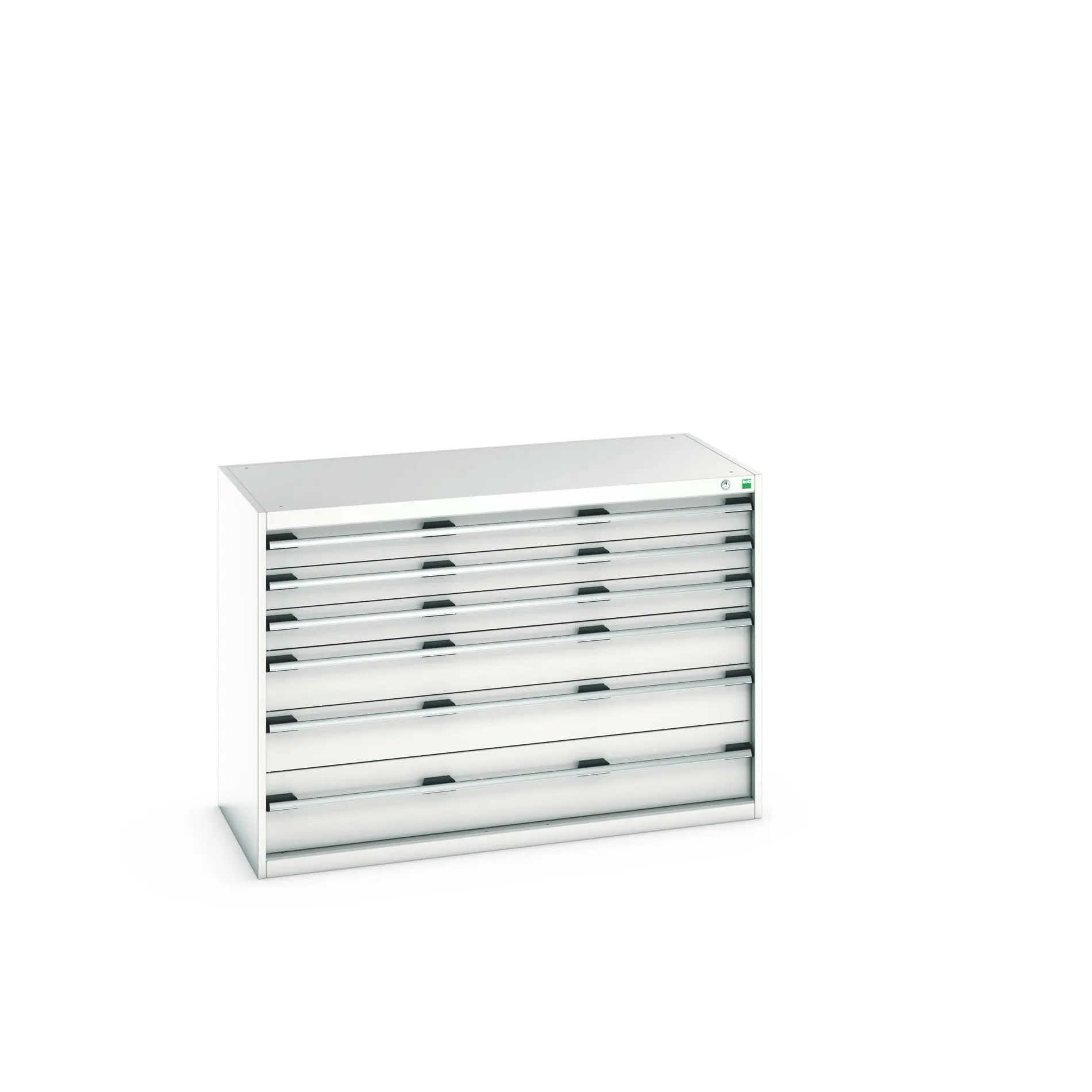 Produktfoto 1 von Bott 6 Stahl Schubladenbehälter Schrank Hellgrau, 900 mm x 650 mm x 1300 mm