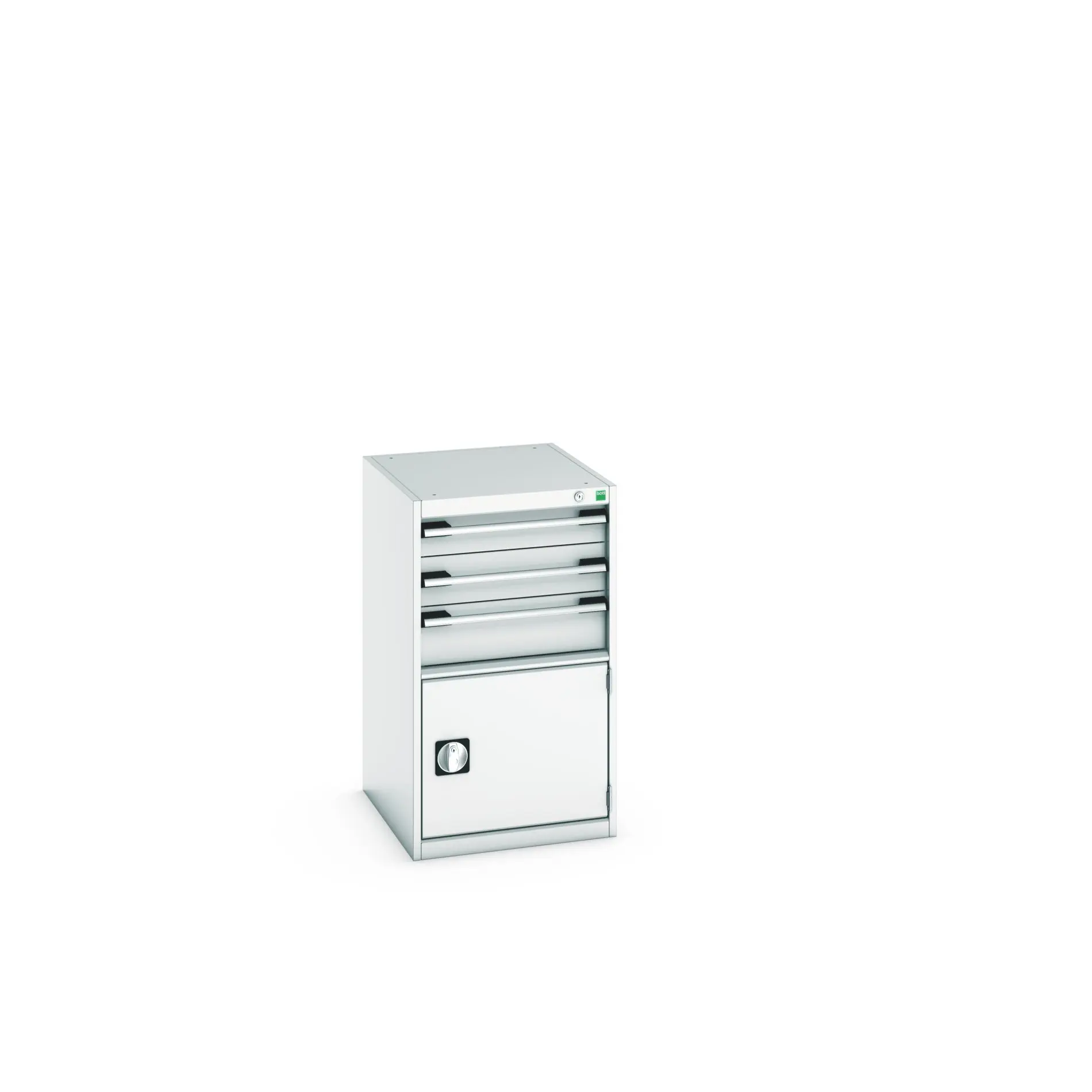 Produktfoto 1 von Bott Aufbewahrungsschrank Typ Schrank Freistehend 1 Tür/en 3 Schublade/n 900 mm 525 mm Ja 650 mm Stahlblech
