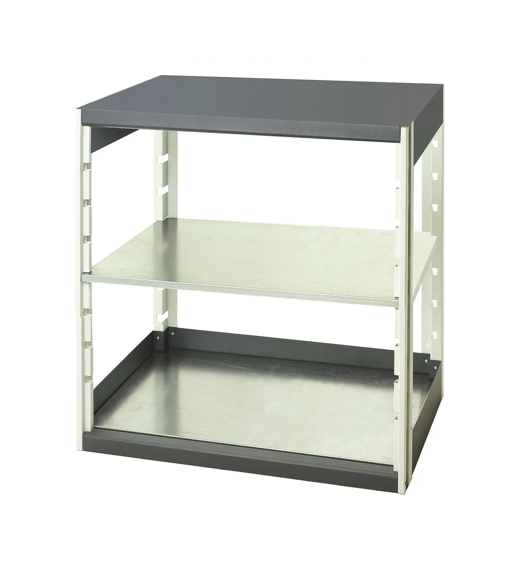 Produktfoto 1 von Bott Regalsystem, 2 Regale, Stahlblech, Grau, 1000 mm x 800 mm, 650 mm, 75 kg Last