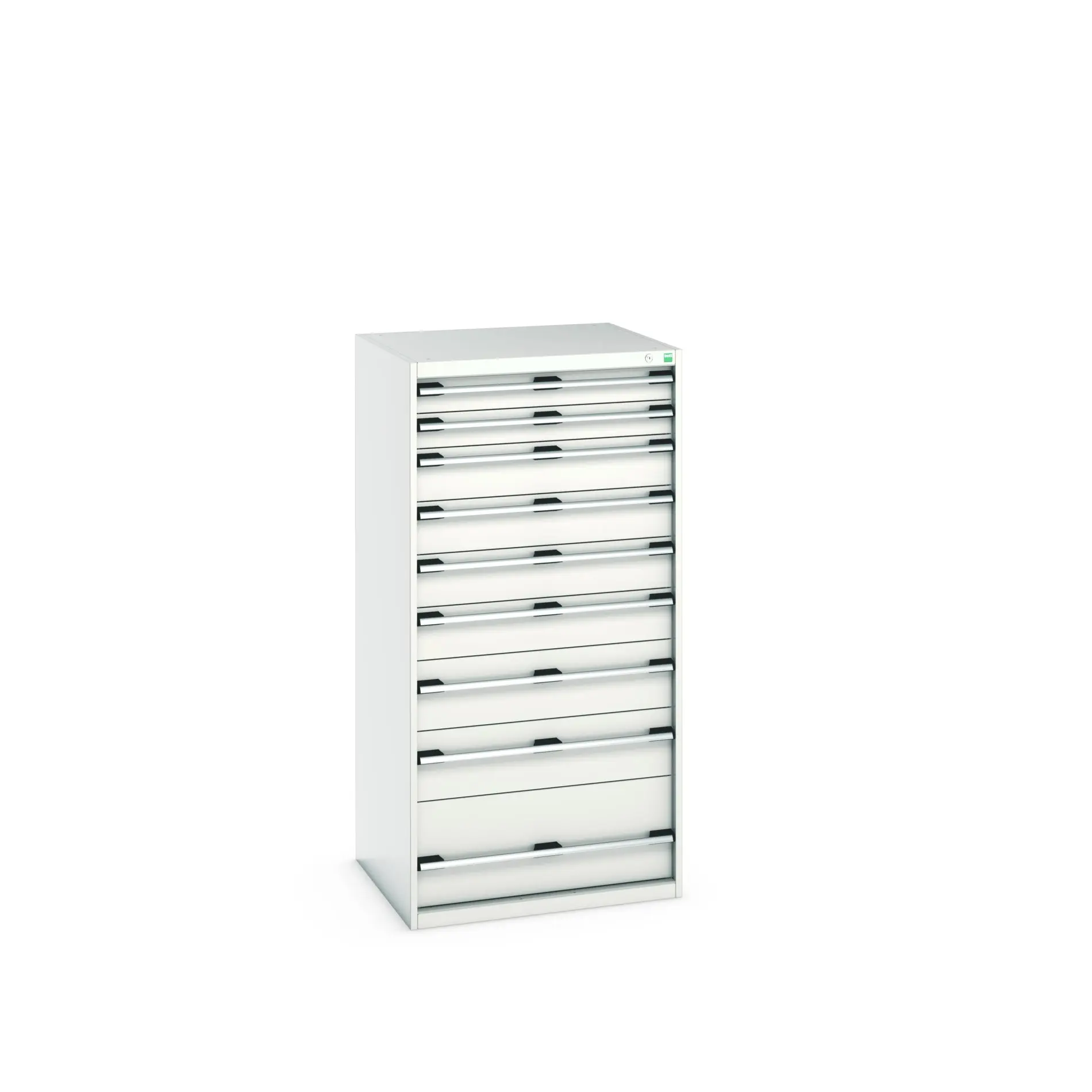 Produktfoto 1 von Bott 9 Stahl Schubladenbehälter Schrank Hellgrau, 1600 mm x 750 mm x 800 mm