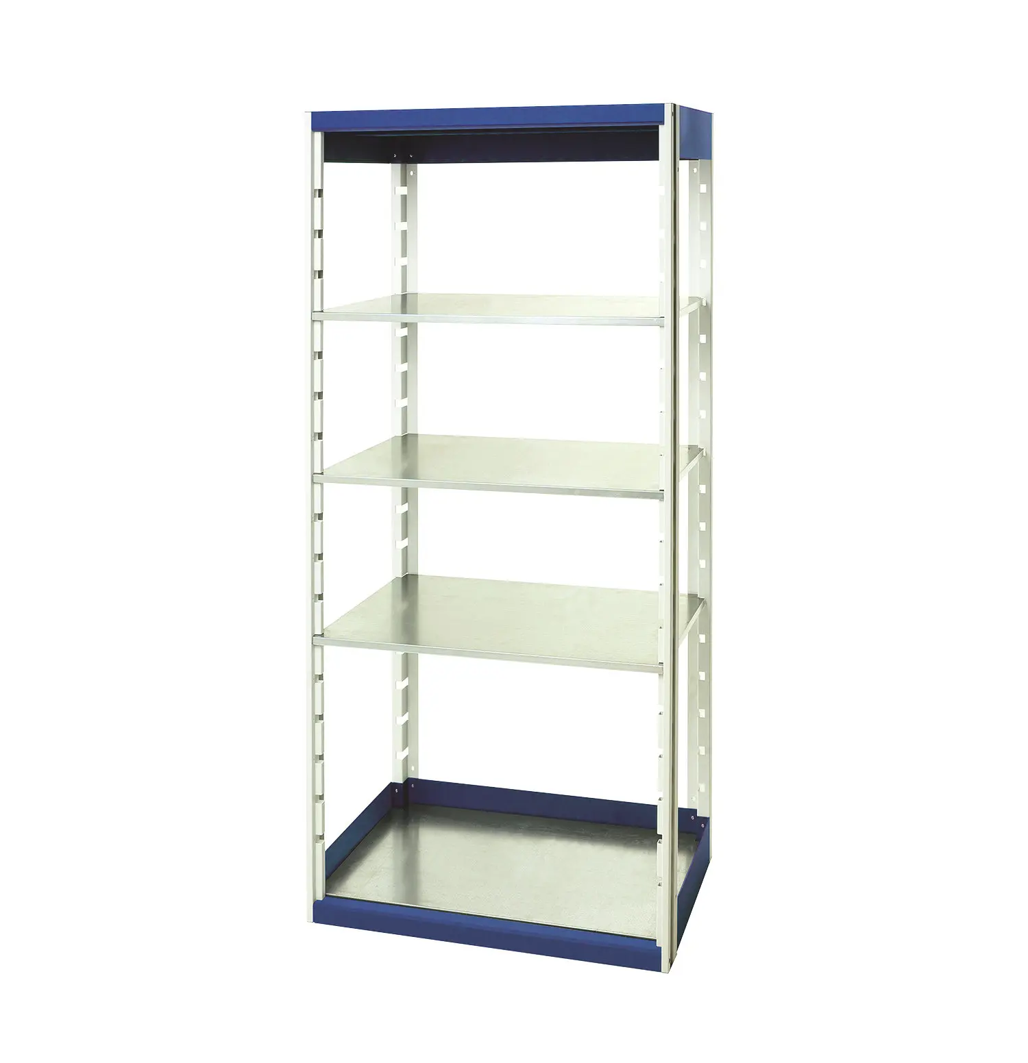Produktfoto 1 von Bott Regalsystem, 4 Regale, Stahlblech, Blau, 2000 mm x 800 mm, 650 mm, 75 kg Last