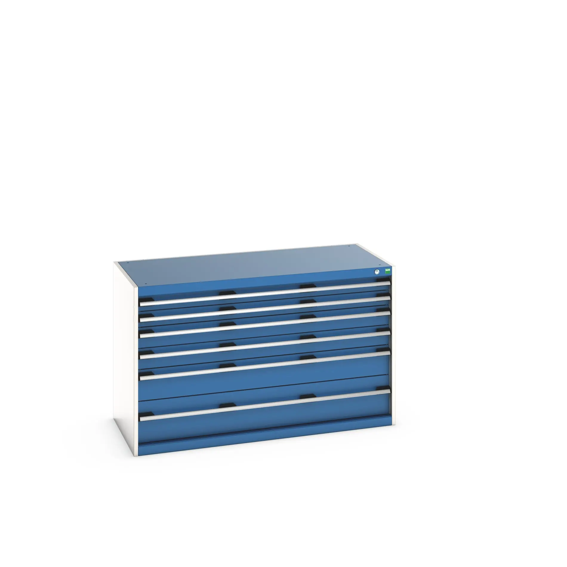 Produktfoto 1 von Bott 6 Stahl Schubladenbehälter Schrank Blau, 800 mm x 650 mm x 1300 mm