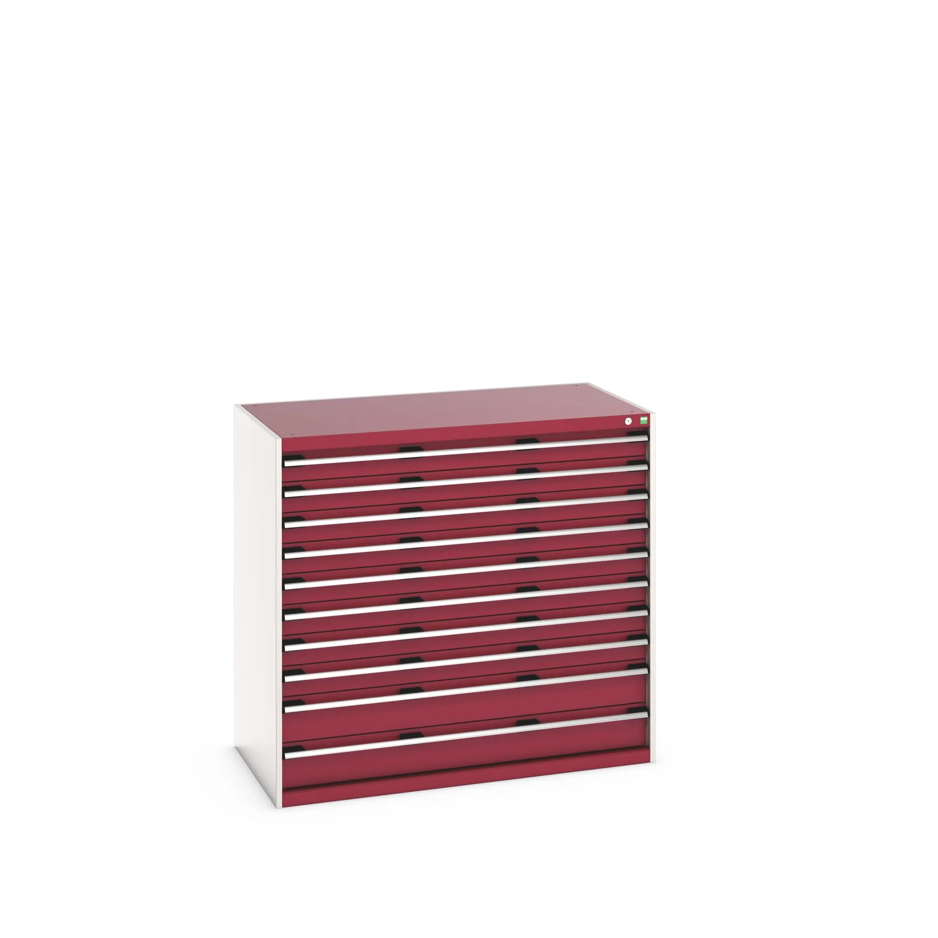 Produktfoto 1 von Bott 10 Stahl Schubladenbehälter Schrank Rot, 1200 mm x 750 mm x 1300 mm