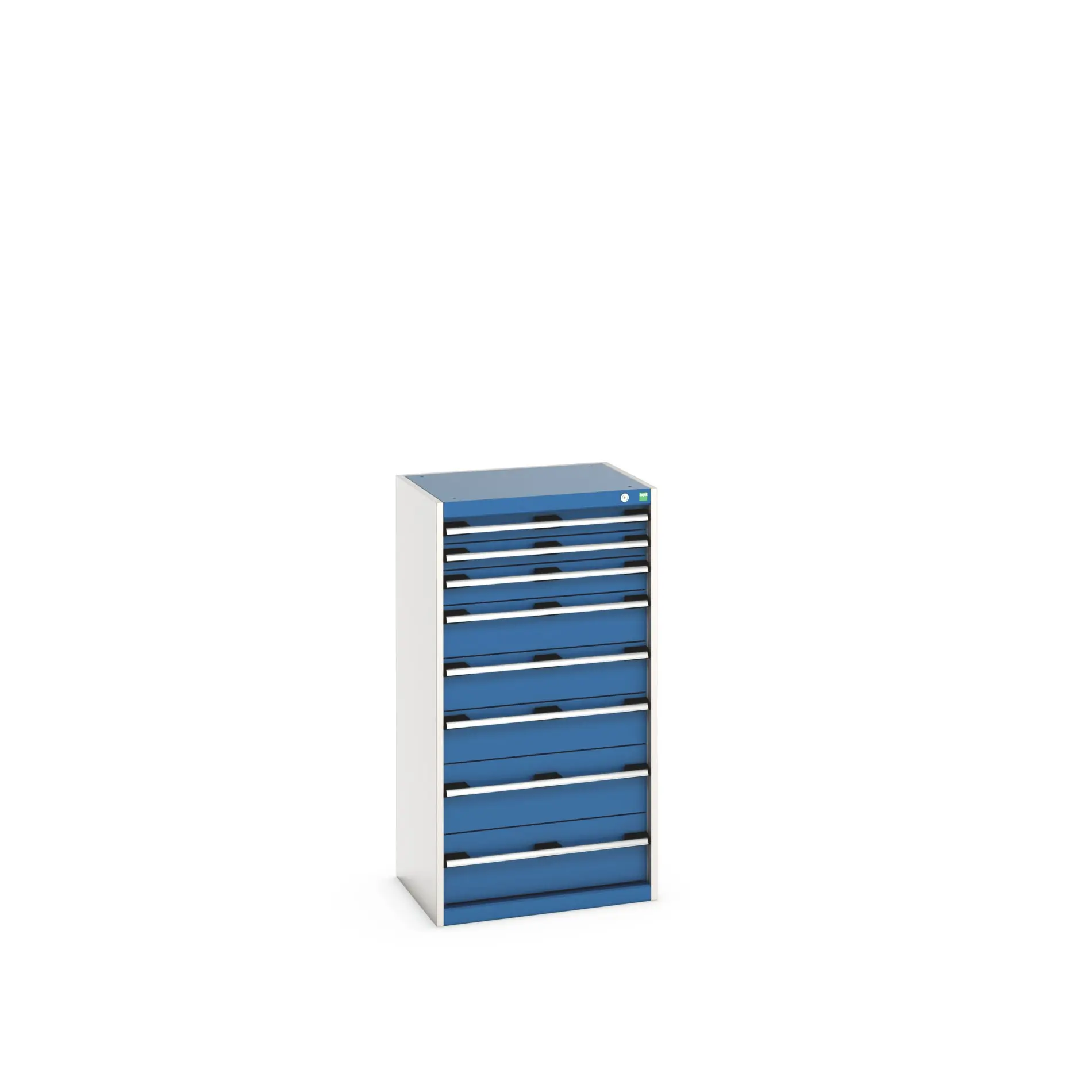 Produktfoto 1 von Bott 8 Stahl Schubladenbehälter Schrank Blau, 1200 mm x 525 mm x 650 mm