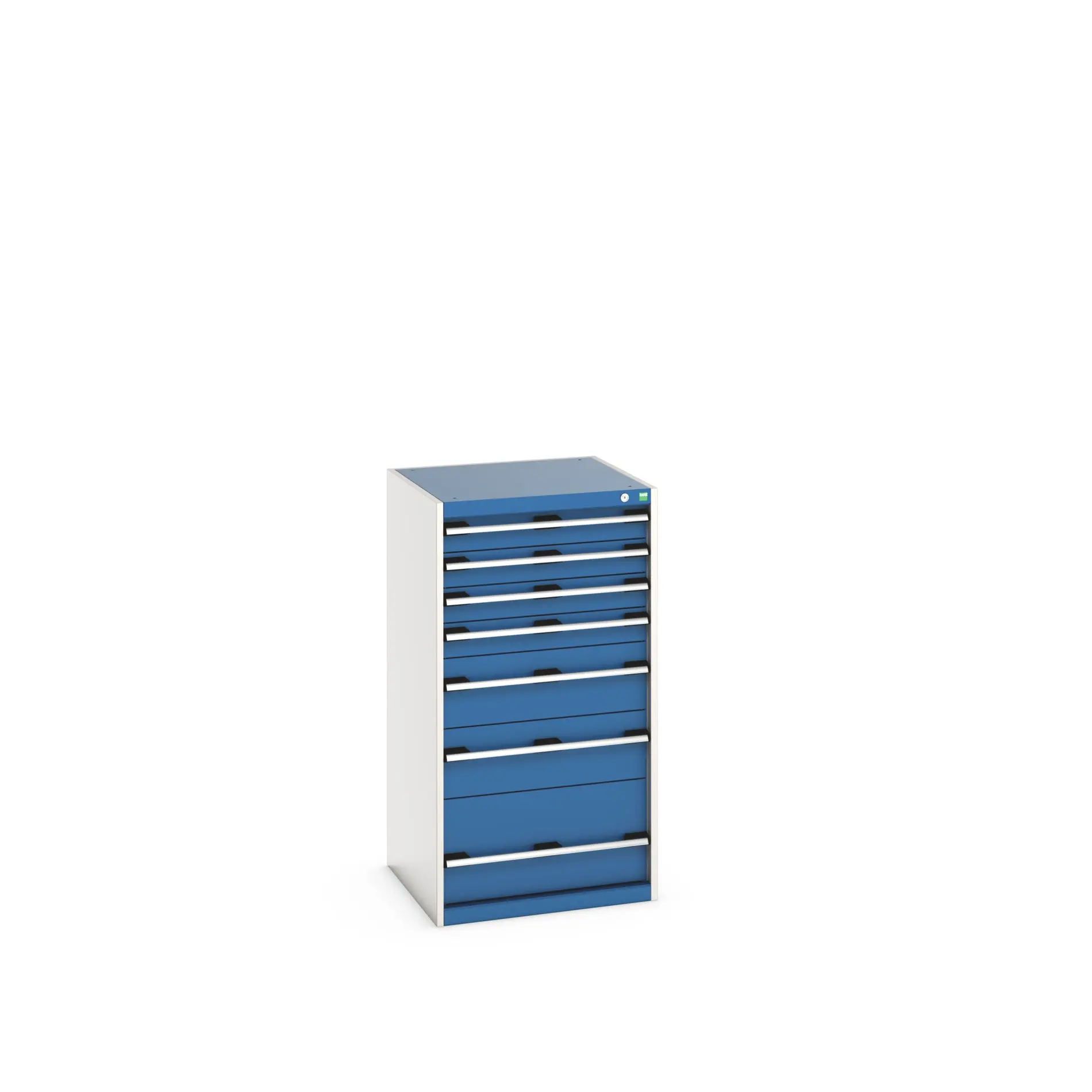 Produktfoto 1 von Bott 7 Stahl Schubladenbehälter Schrank Blau, 1200 mm x 650 mm x 650 mm