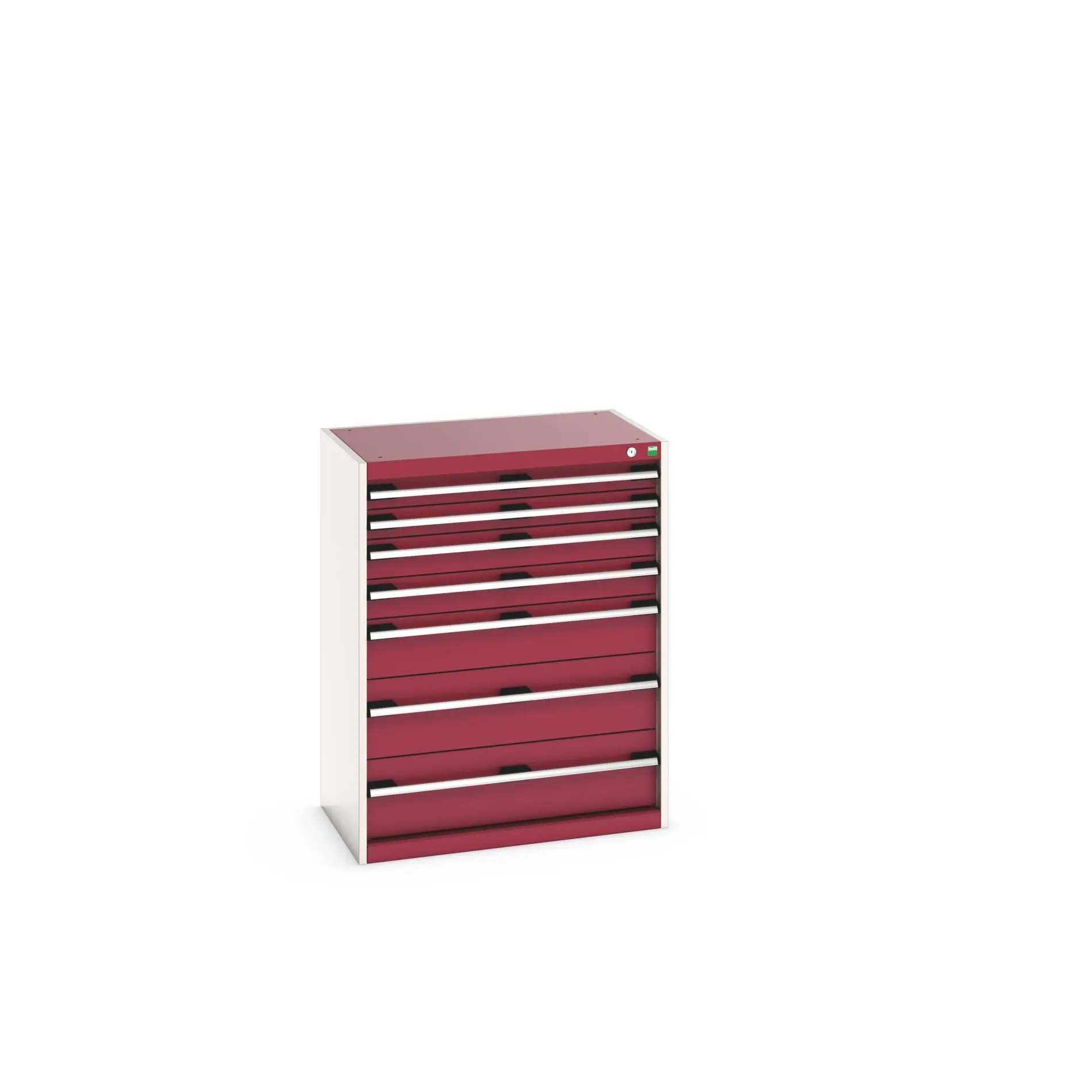 Produktfoto 1 von Bott 7 Stahl Schubladenbehälter Schrank Rot, 1000 mm x 525 mm x 800 mm