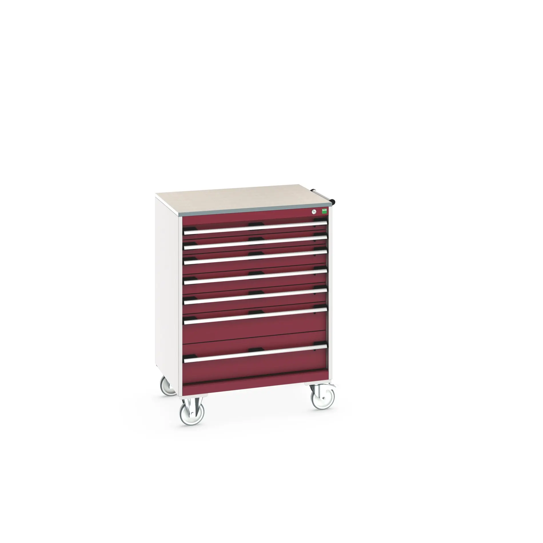 Produktfoto 1 von Bott Aufbewahrungsschrank Typ Beweglicher Schrank Freistehend 7 Schublade/n 1090 mm 80 mm 650 mm mit Rädern Stahlblech