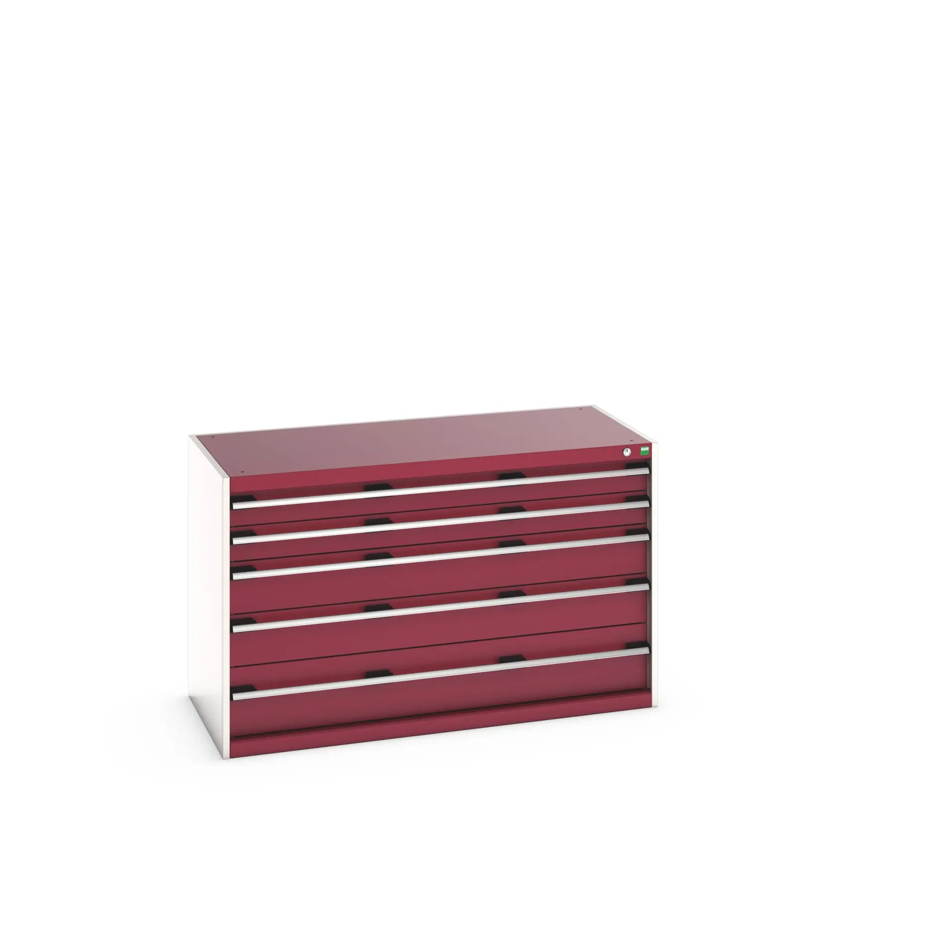Produktfoto 1 von Bott 5 Stahl Schubladenbehälter Schrank Rot, 800 mm x 650 mm x 1300 mm