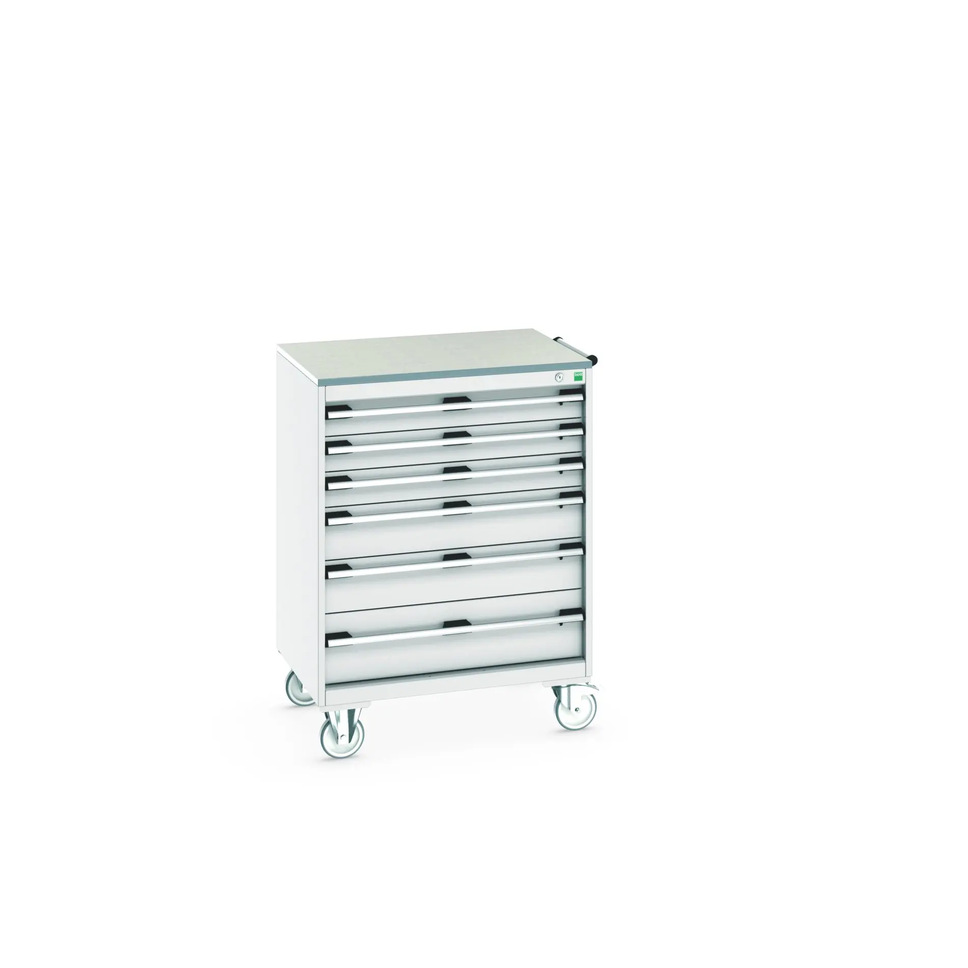 Produktfoto 1 von Bott Aufbewahrungsschrank Typ Beweglicher Schrank Freistehend 6 Schublade/n 1090 mm 80 mm 650 mm mit Rädern Stahlblech