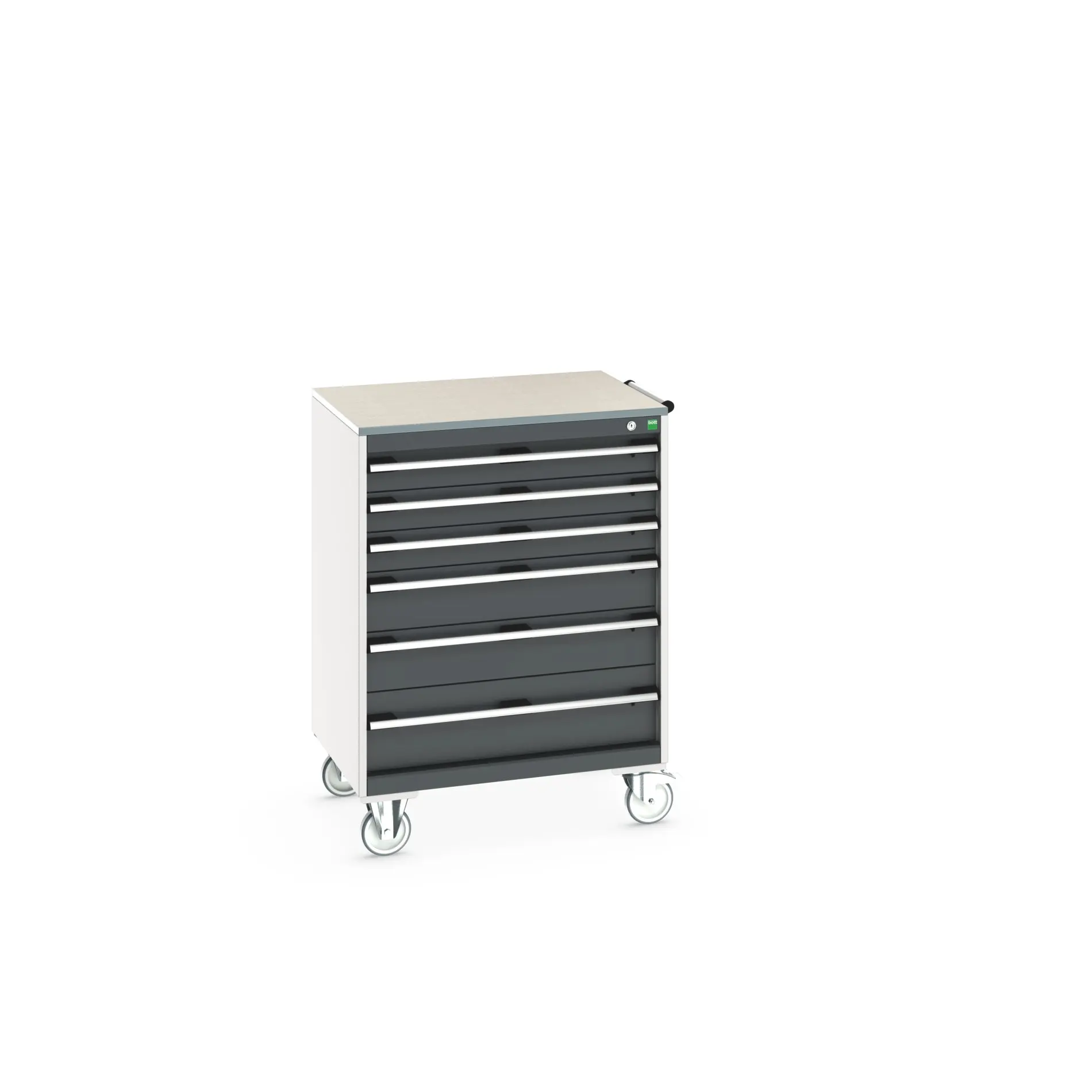 Produktfoto 1 von Bott Aufbewahrungsschrank Typ Beweglicher Schrank Freistehend 6 Schublade/n 1090 mm 80 mm 650 mm mit Rädern Stahlblech