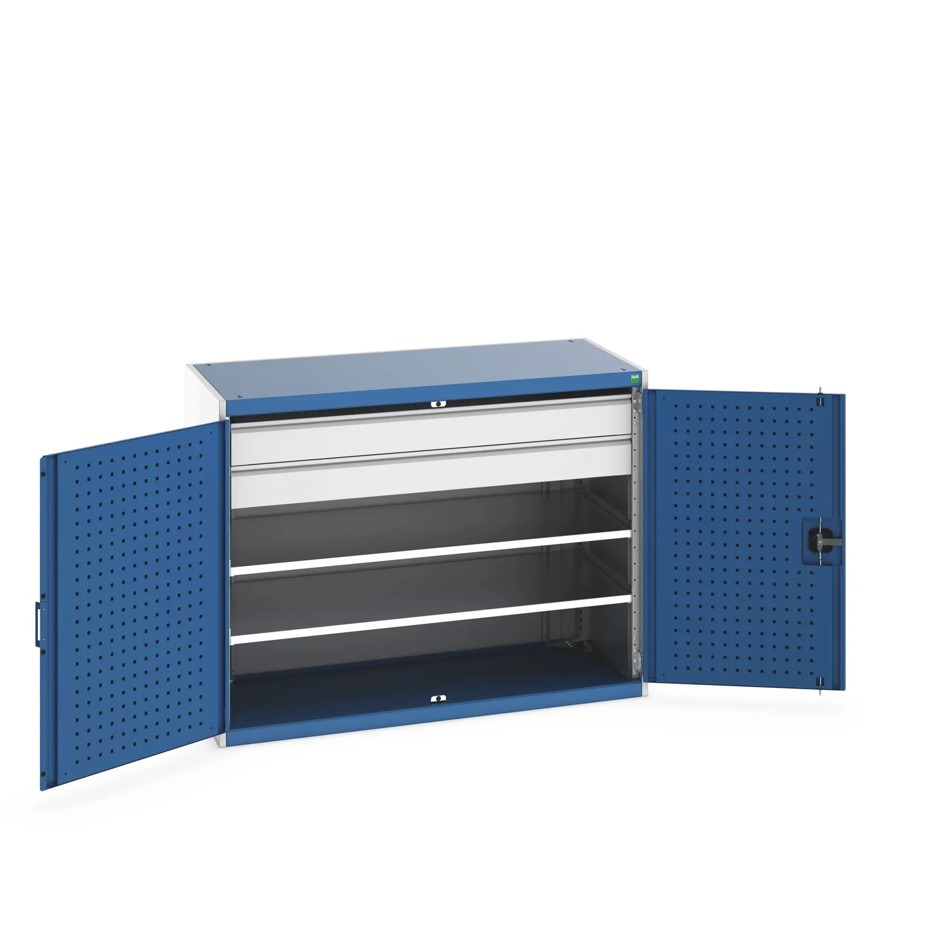Produktfoto 1 von Bott Schrank Typ Bestückter Schrank Bodenmontage 2 Tür/en 2 Regal/e 2 Schublade/n Stahlblech