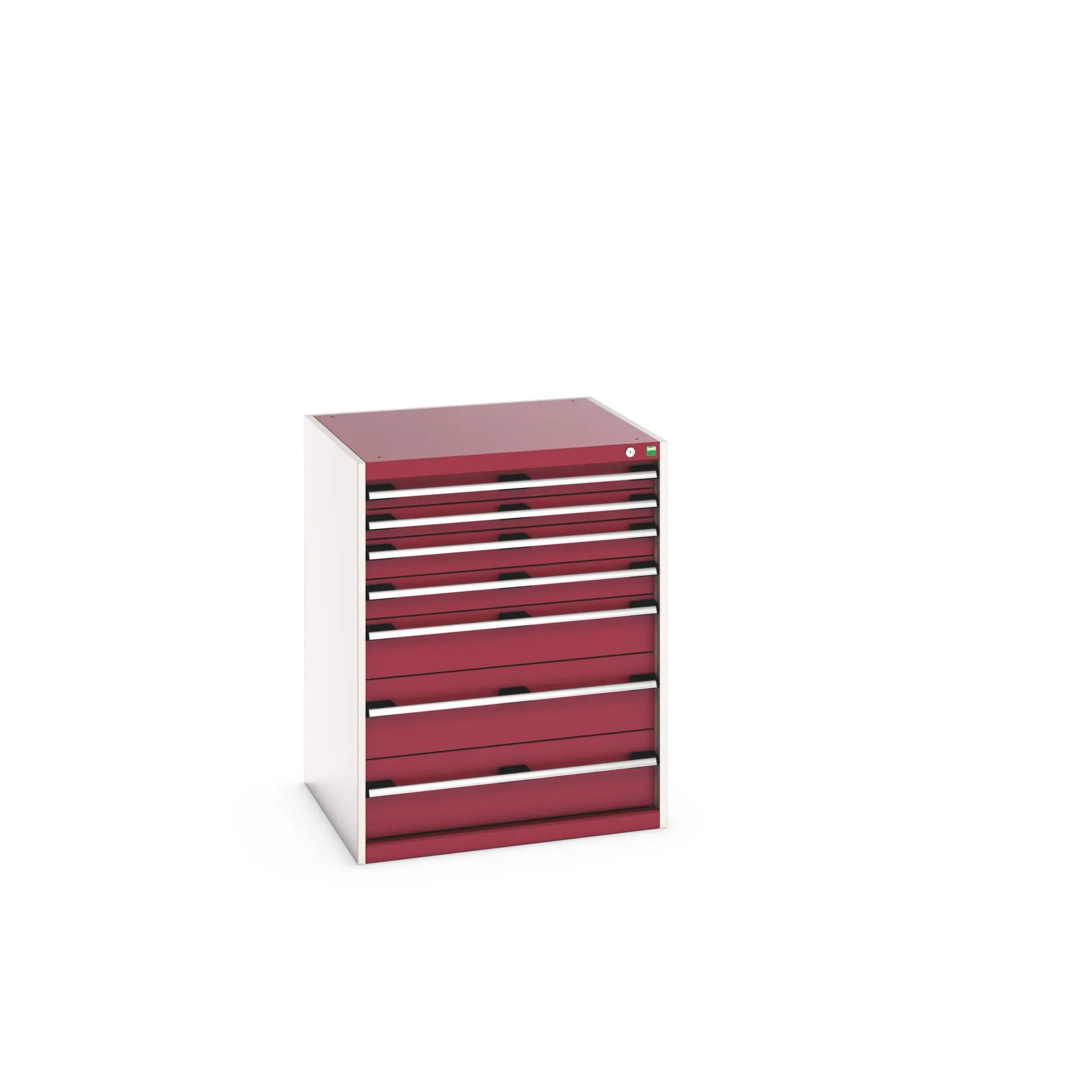 Produktfoto 1 von Bott 7 Stahl Schubladenbehälter Schrank Rot, 1000 mm x 750 mm x 800 mm