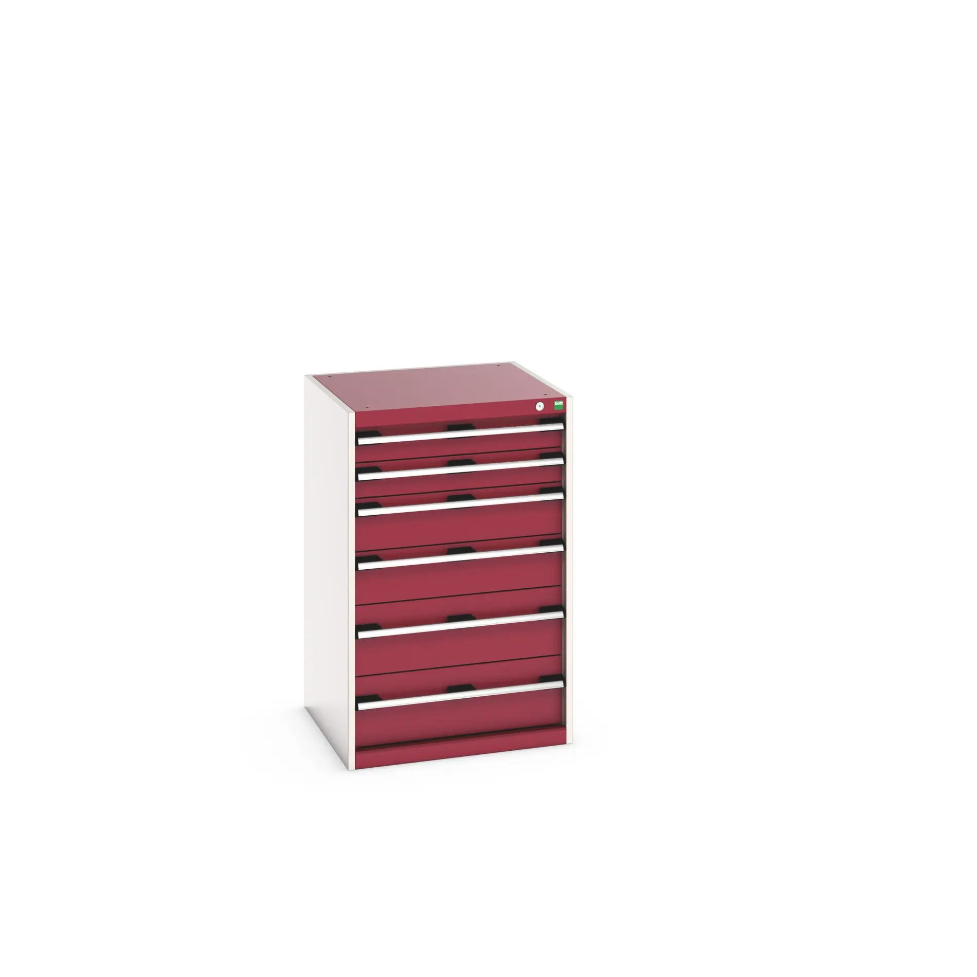 Produktfoto 1 von Bott 6 Stahl Schubladenbehälter Schrank Rot, 1000 mm x 650 mm x 650 mm