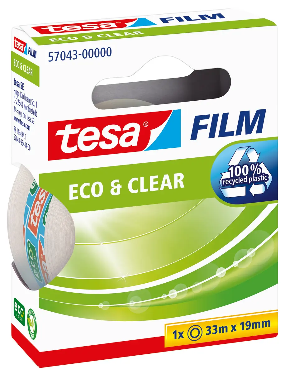 Produktfoto 1 von Tesa Büroband Klar, 19 mm x 33 m, Tesafilm Eco