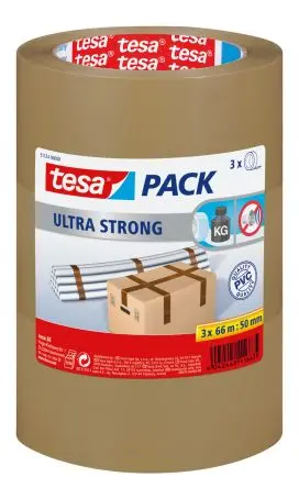 Produktfoto 1 von Tesa TESAPACK Packband, Polyvinylchloridfolie, Braun, Stärke 0.065 mm, 50mm x 66 m